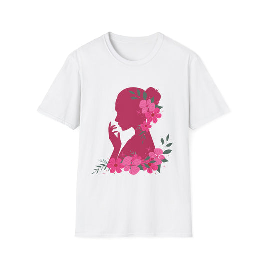 Love It! Floral Silhouette Graphic Tee, Elegant Women’s T-Shirt, Stylish Casual Wear, Gift for Fashion Lovers