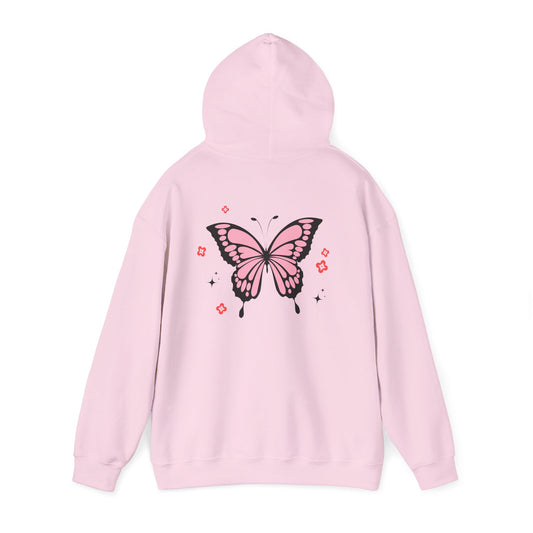 Pink Butterfly Unisex Hoodie - Cozy Style for Nature Lovers