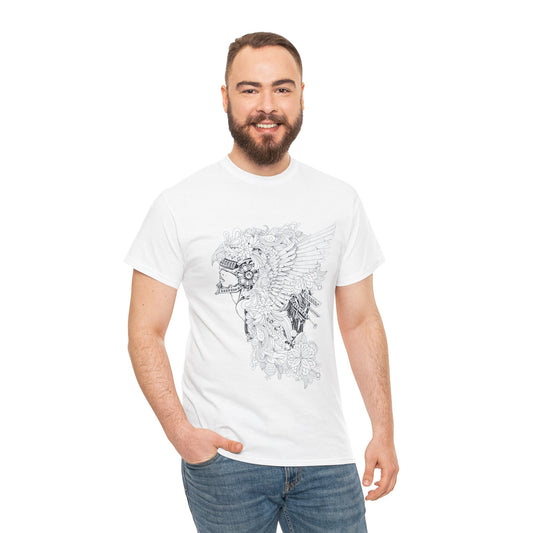 Artistic Eagle – Men’s Heavy Cotton T-Shirt with Ethereal Wing Design