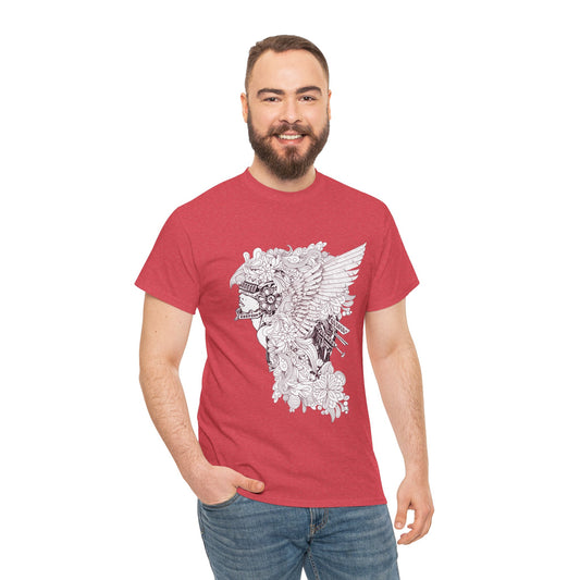 Artistic Eagle – Men’s Heavy Cotton T-Shirt with Ethereal Wing Design