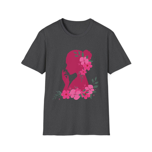 Love It! Floral Silhouette Graphic Tee, Elegant Women’s T-Shirt, Stylish Casual Wear, Gift for Fashion Lovers
