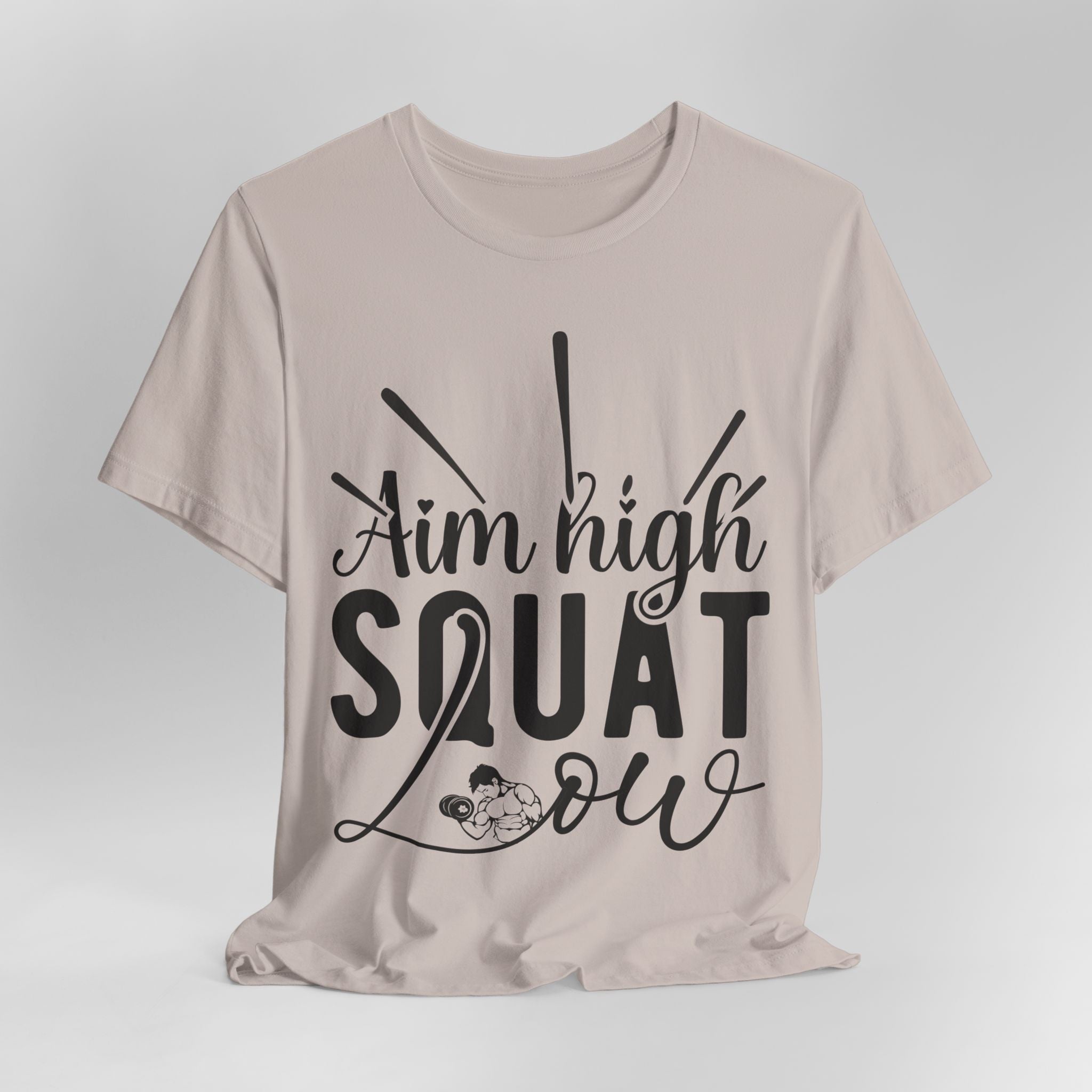 Aim High, Squat Low – Men’s Motivational Gym T-Shirt