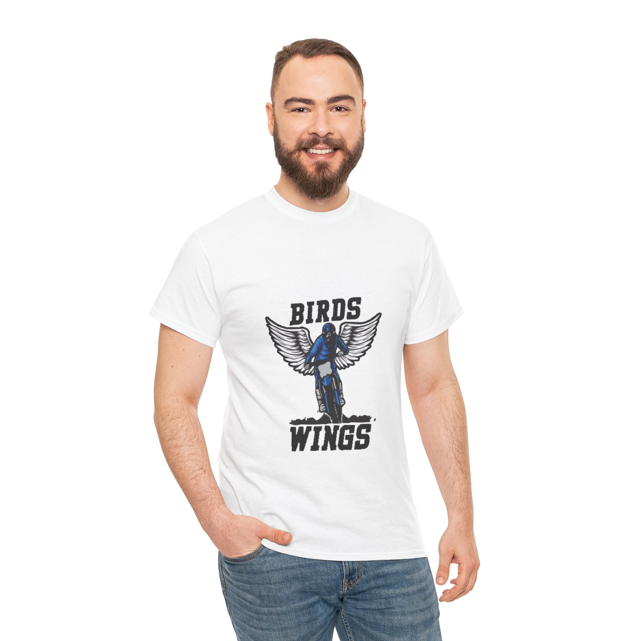 Wings of Freedom – Men’s Heavy Cotton Bird Graphic T-Shirt
