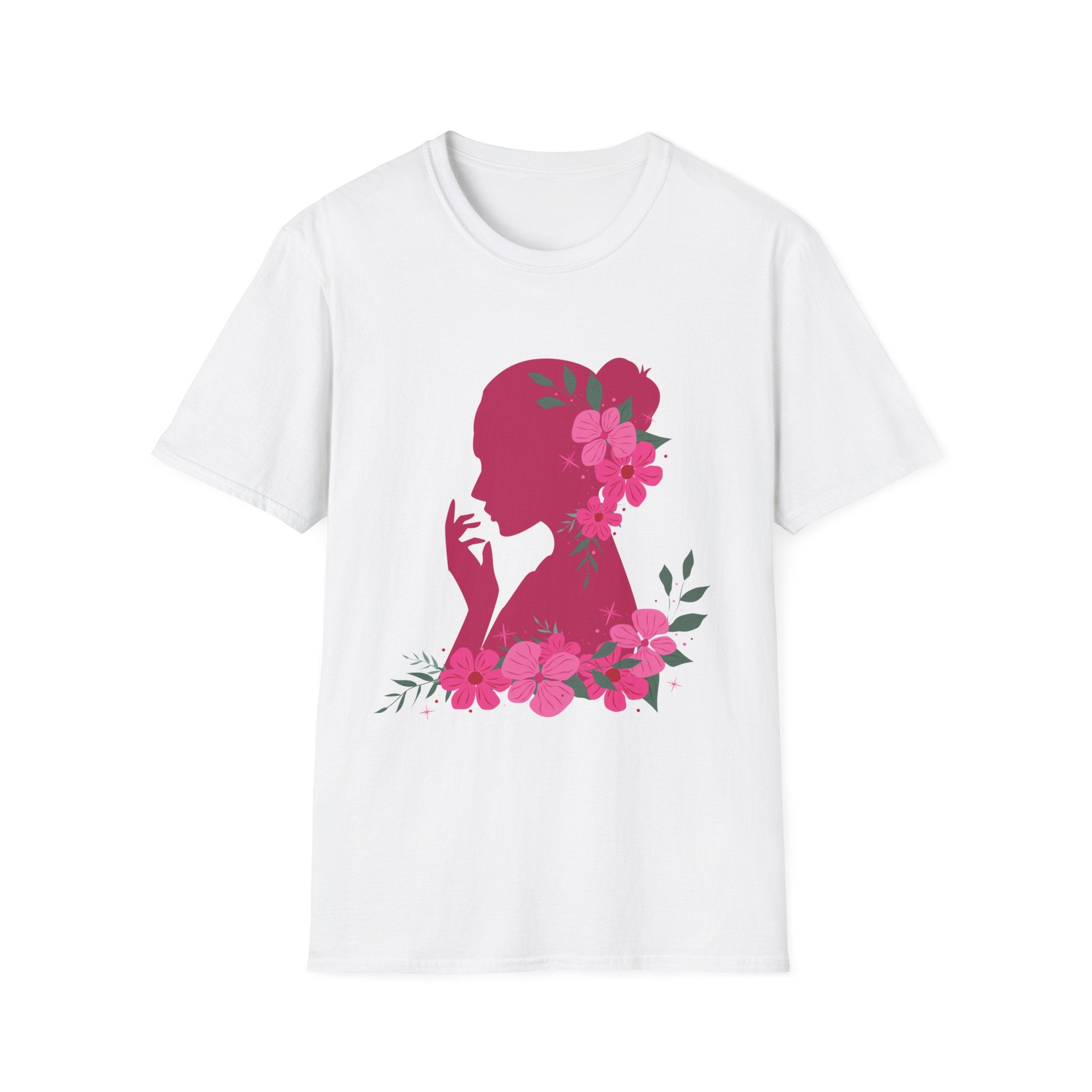 Love It! Floral Silhouette Graphic Tee, Elegant Women’s T-Shirt, Stylish Casual Wear, Gift for Fashion Lovers