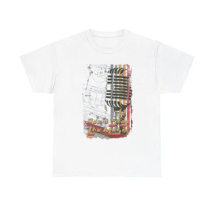 Retro Music Mic Unisex Heavy Cotton Tee - Perfect for Music Lovers & Events