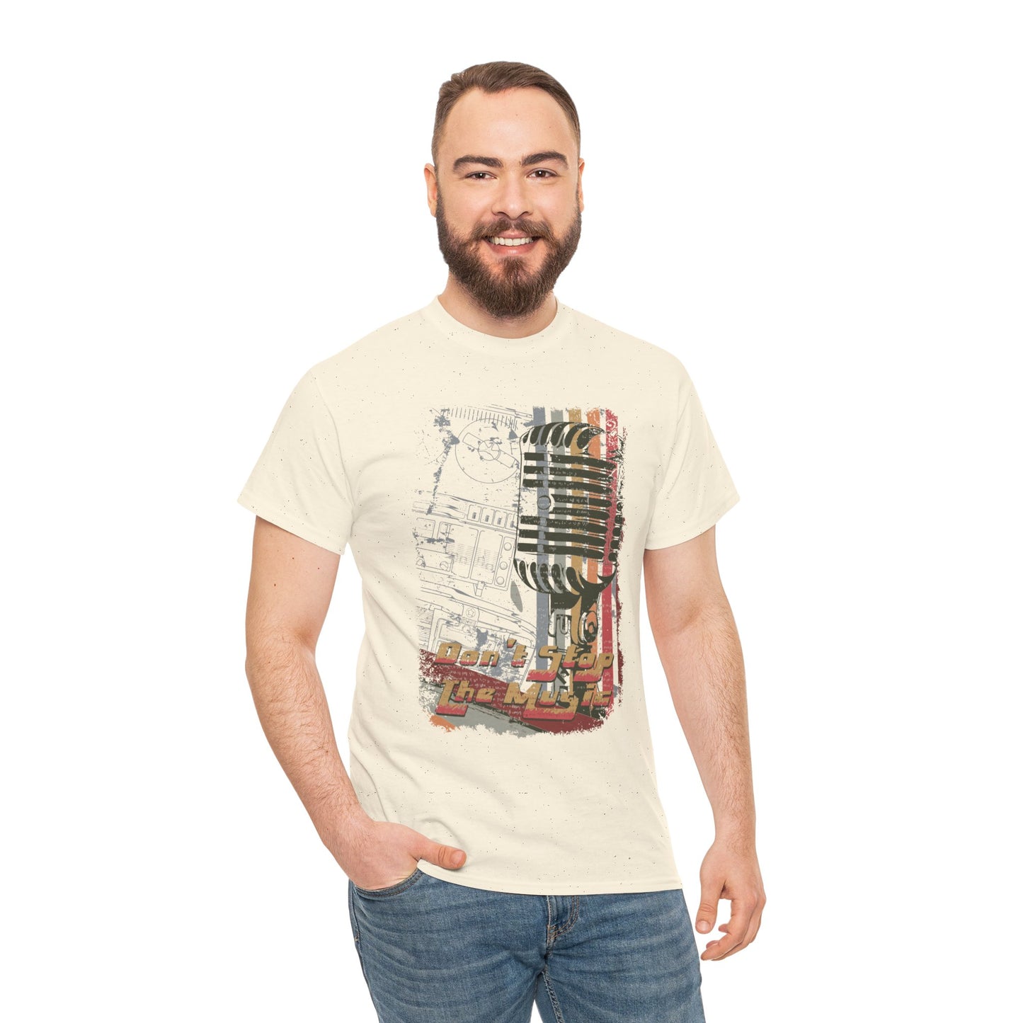 Retro Music Mic Unisex Heavy Cotton Tee - Perfect for Music Lovers & Events