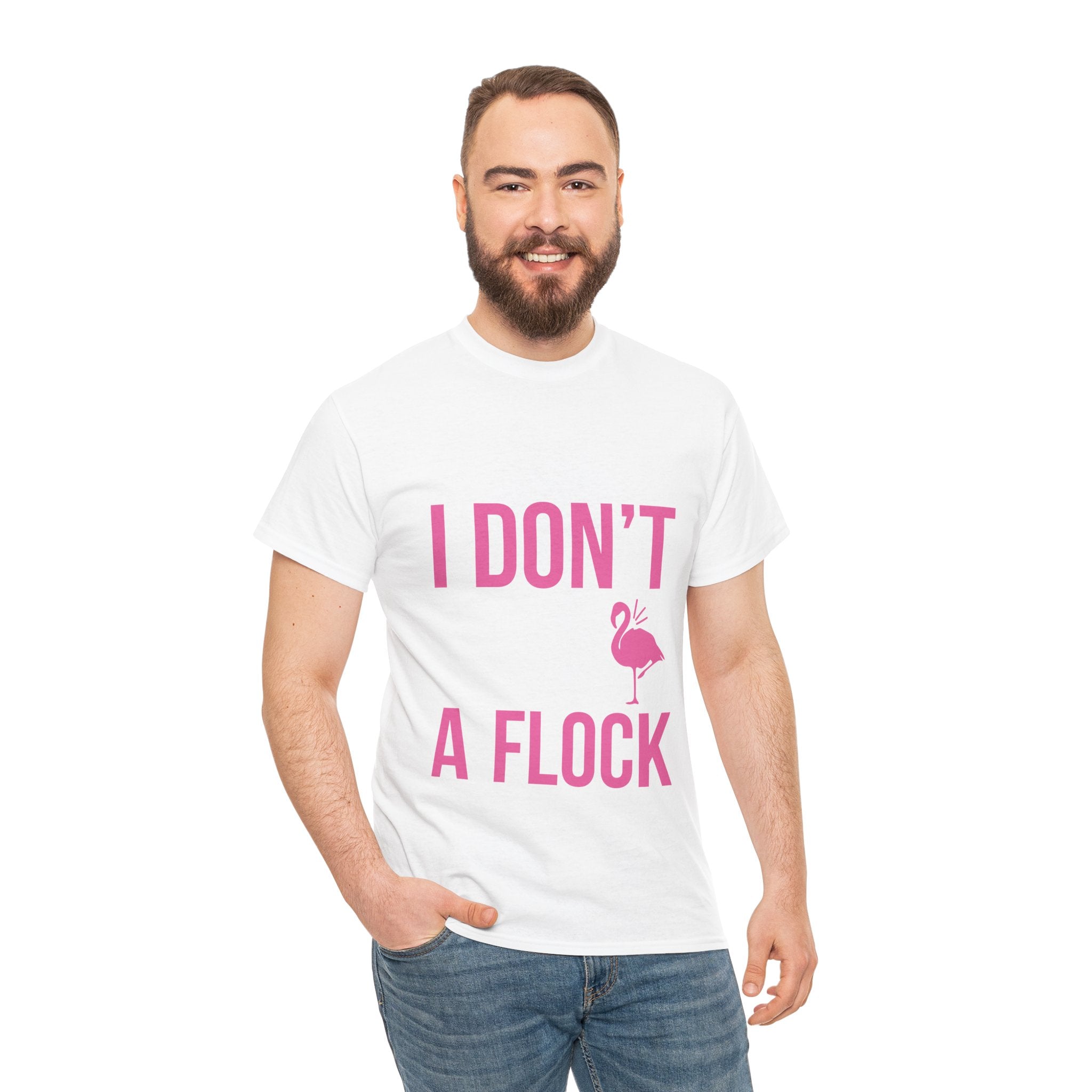 I Don’t Give a Flock – Women’s Heavy Cotton Flamingo Graphic T-Shirt