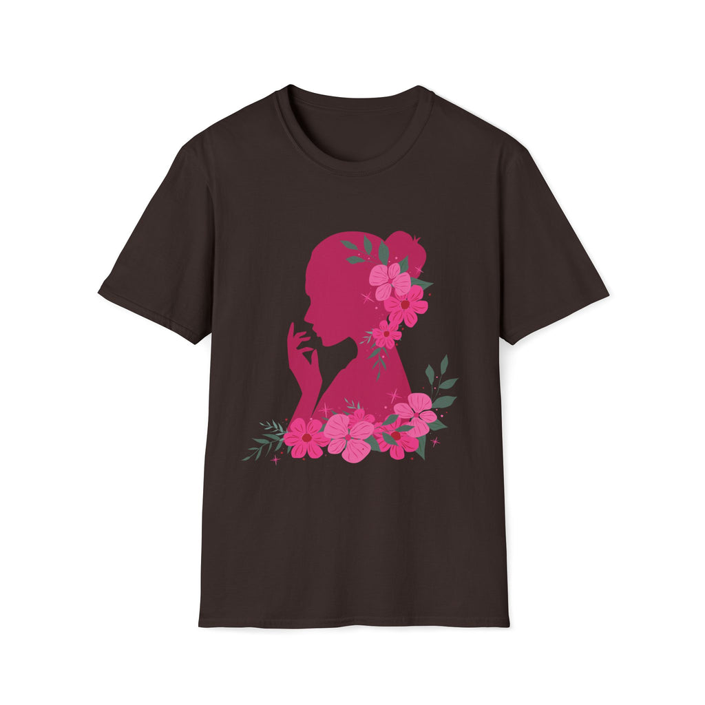 Love It! Floral Silhouette Graphic Tee, Elegant Women’s T-Shirt, Stylish Casual Wear, Gift for Fashion Lovers