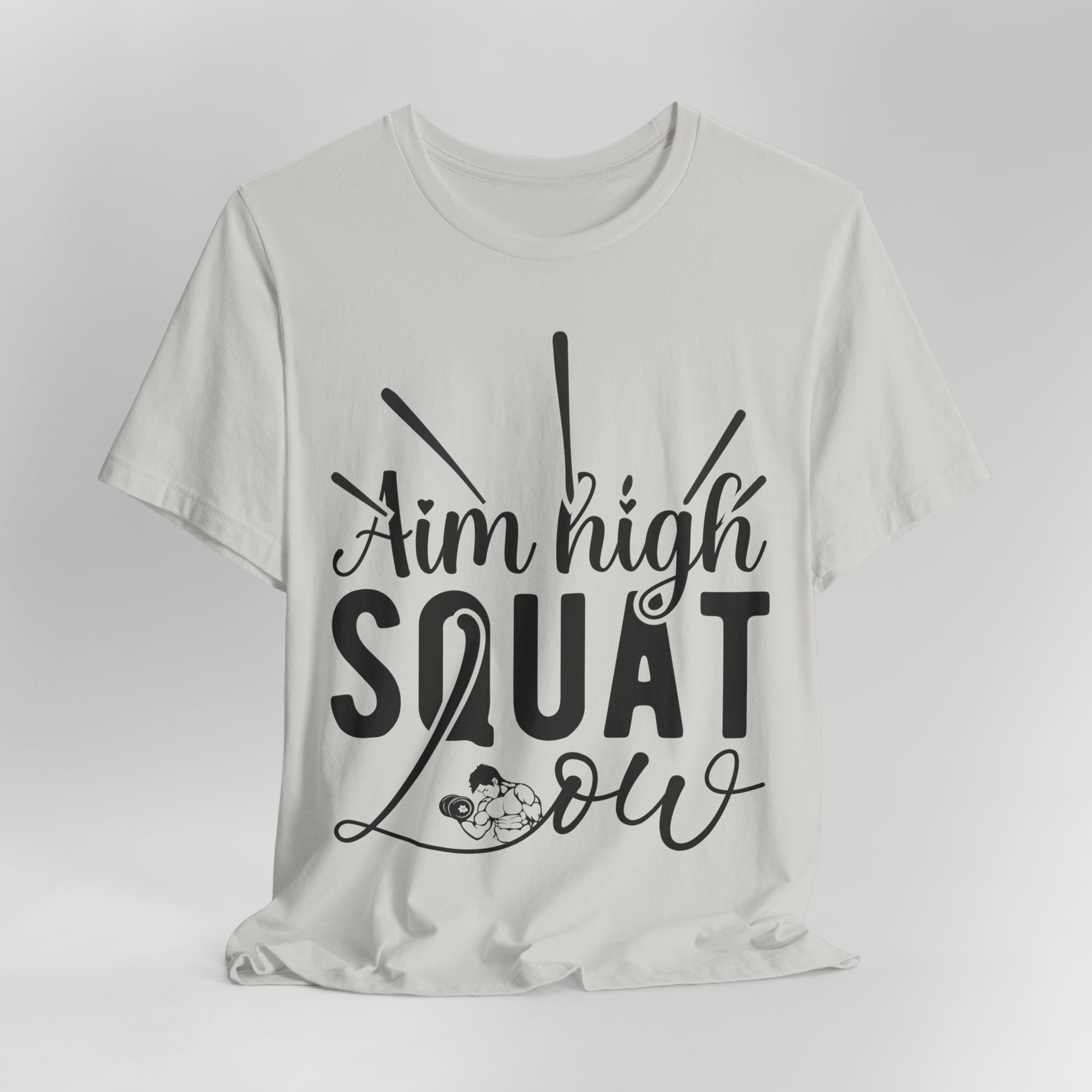 Aim High, Squat Low – Men’s Motivational Gym T-Shirt