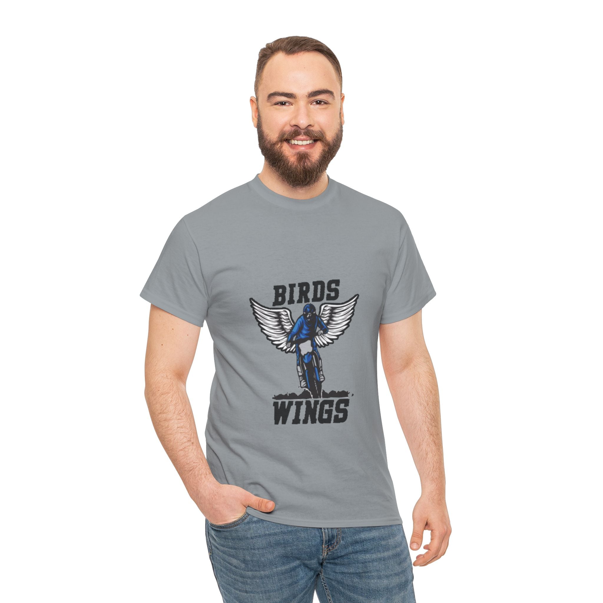 Wings of Freedom – Men’s Heavy Cotton Bird Graphic T-Shirt