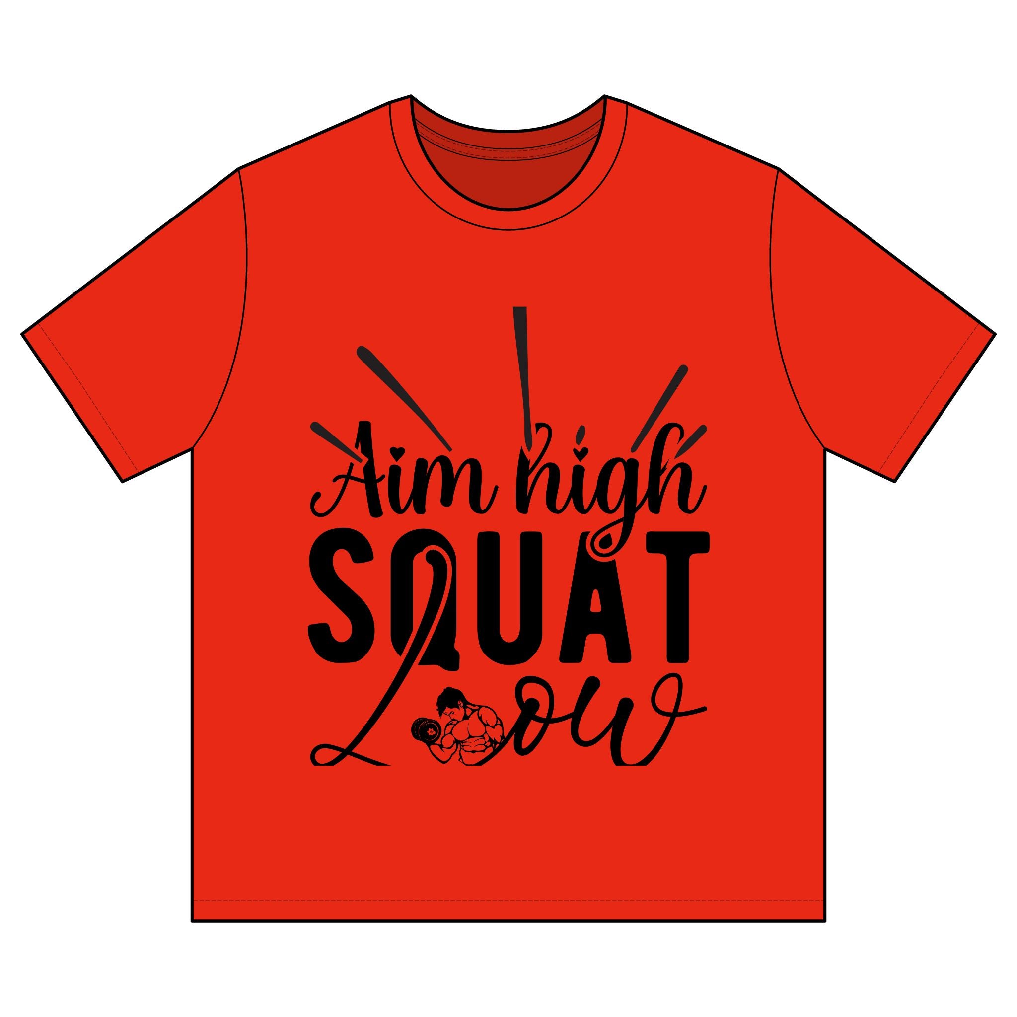 Men's Motivational Workout T-Shirt - "Aim High Squat Low"