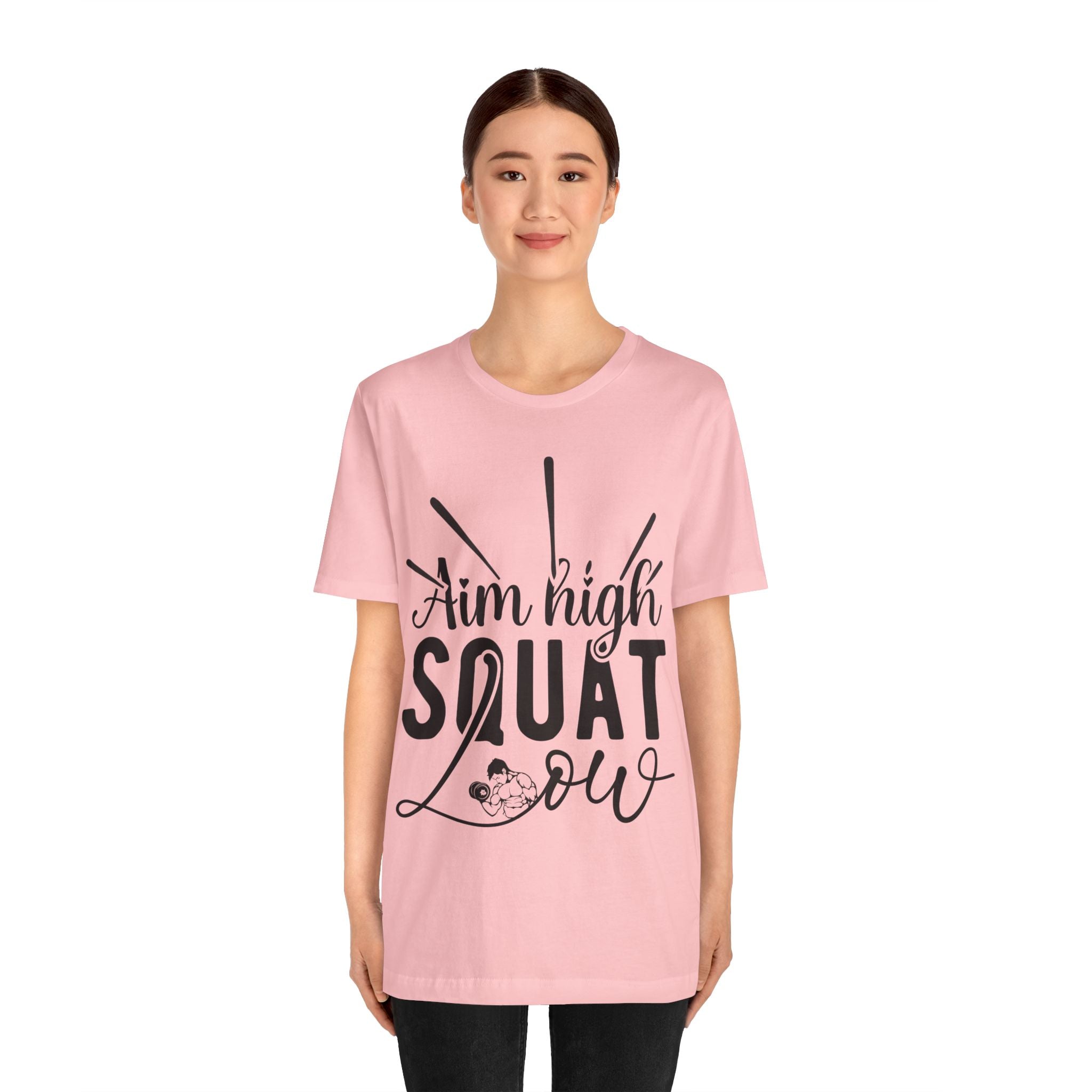 Aim High, Squat Low – Women’s Motivational Workout T-Shirt
