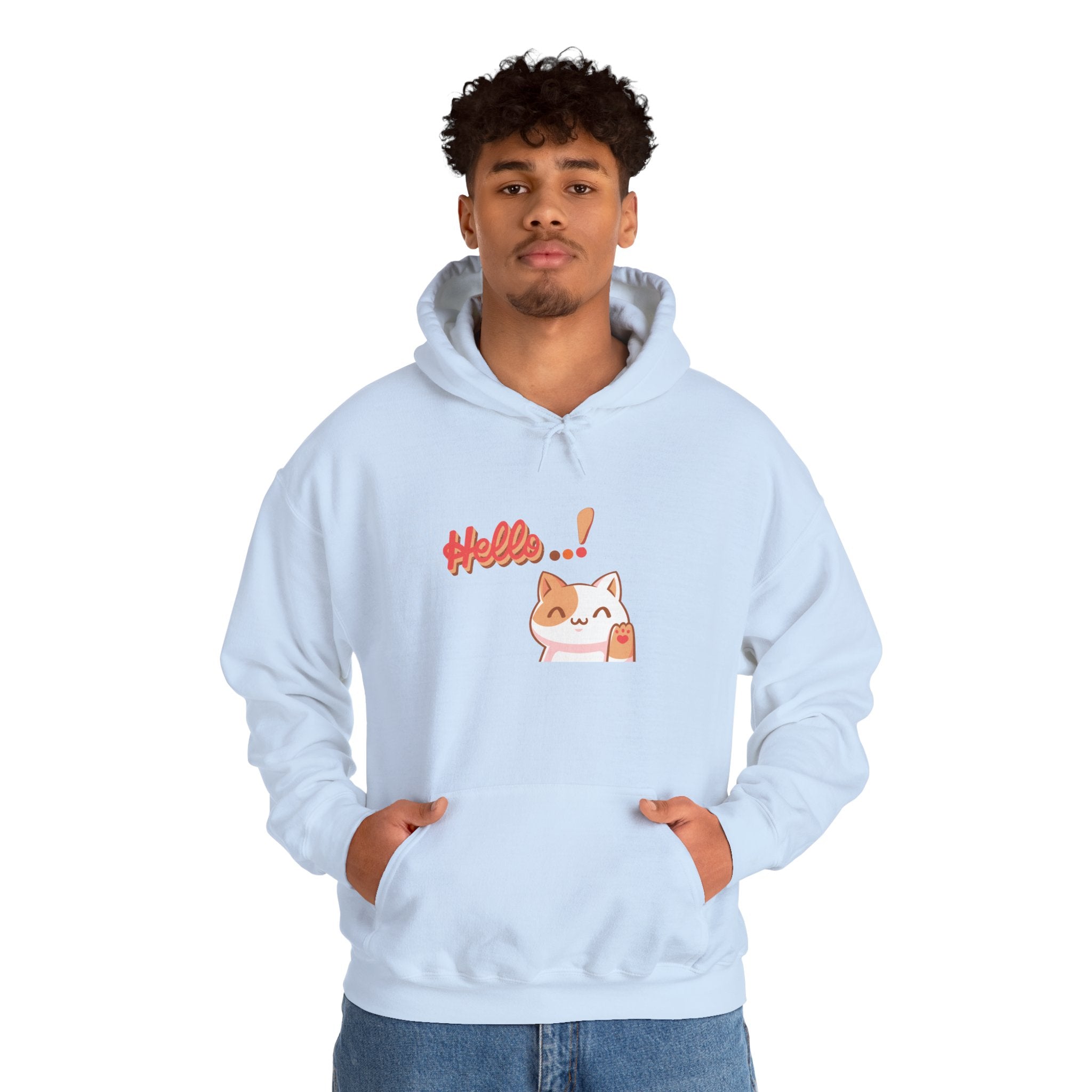 Hello Cat Hoodie – Cozy Unisex Graphic Sweatshirt