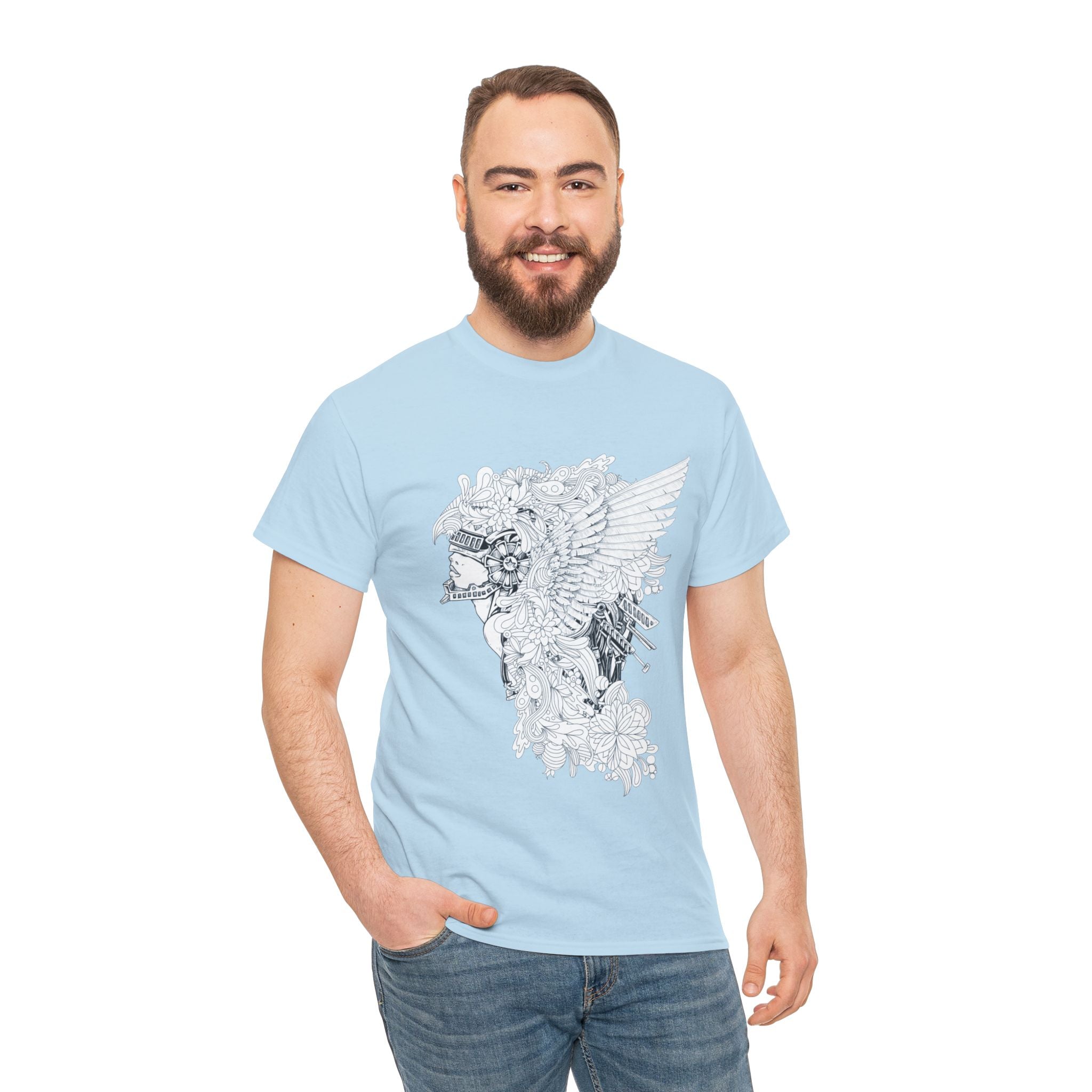 Artistic Eagle – Men’s Heavy Cotton T-Shirt with Ethereal Wing Design