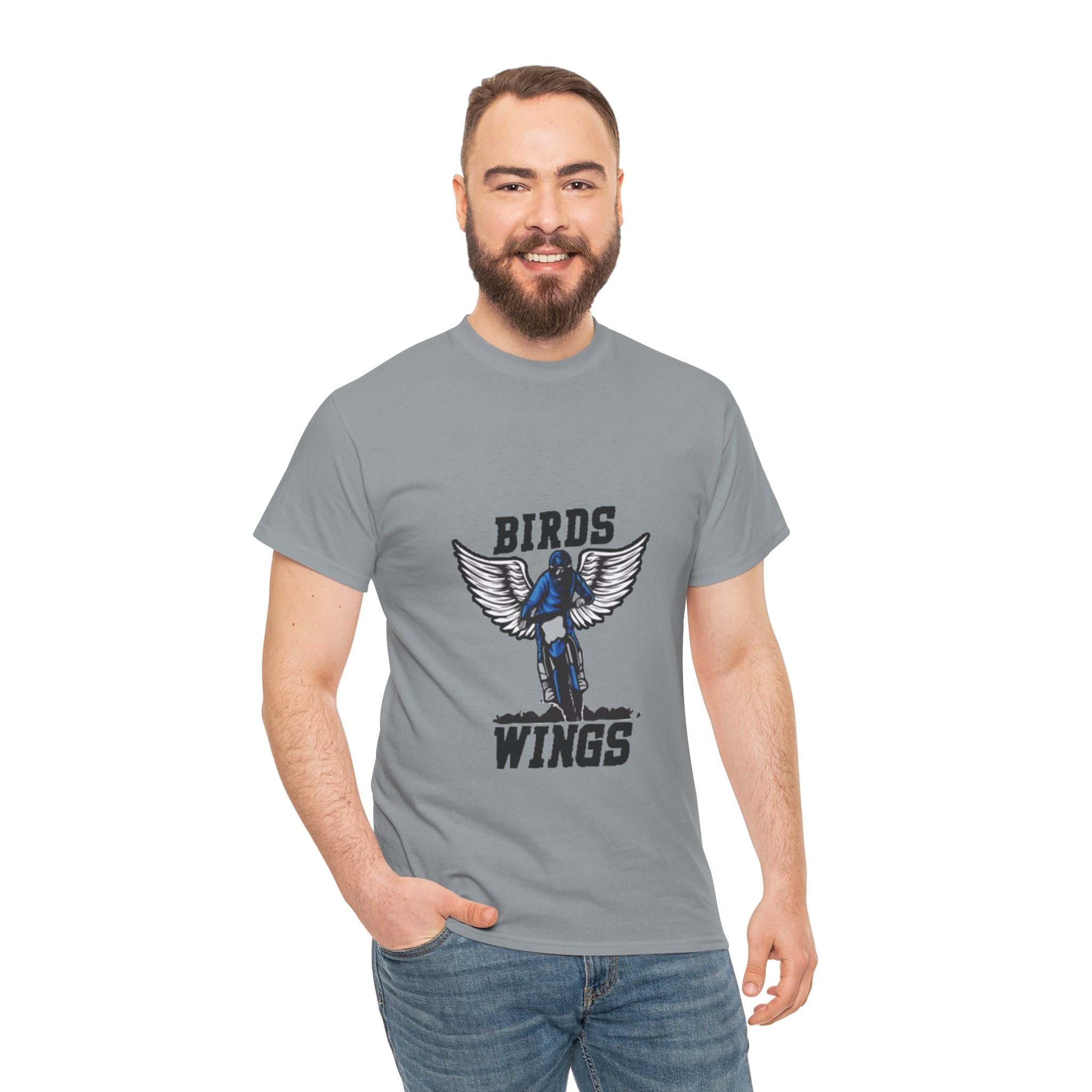 Wings of Freedom – Men’s Heavy Cotton Bird Graphic T-Shirt