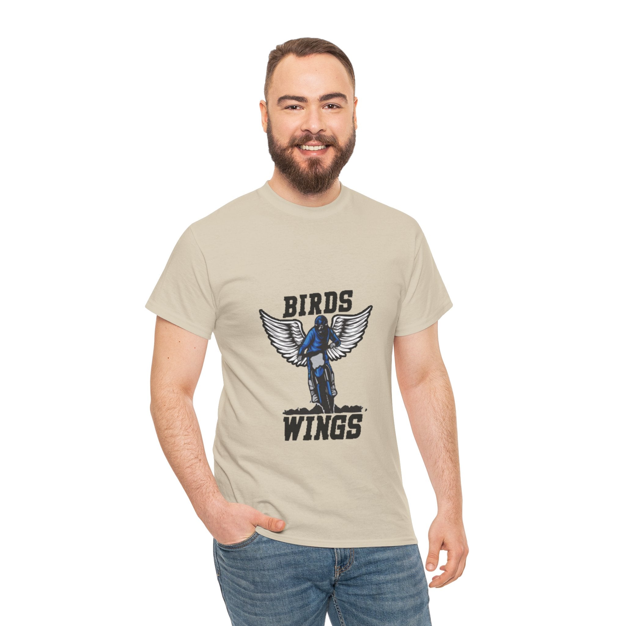 Wings of Freedom – Men’s Heavy Cotton Bird Graphic T-Shirt
