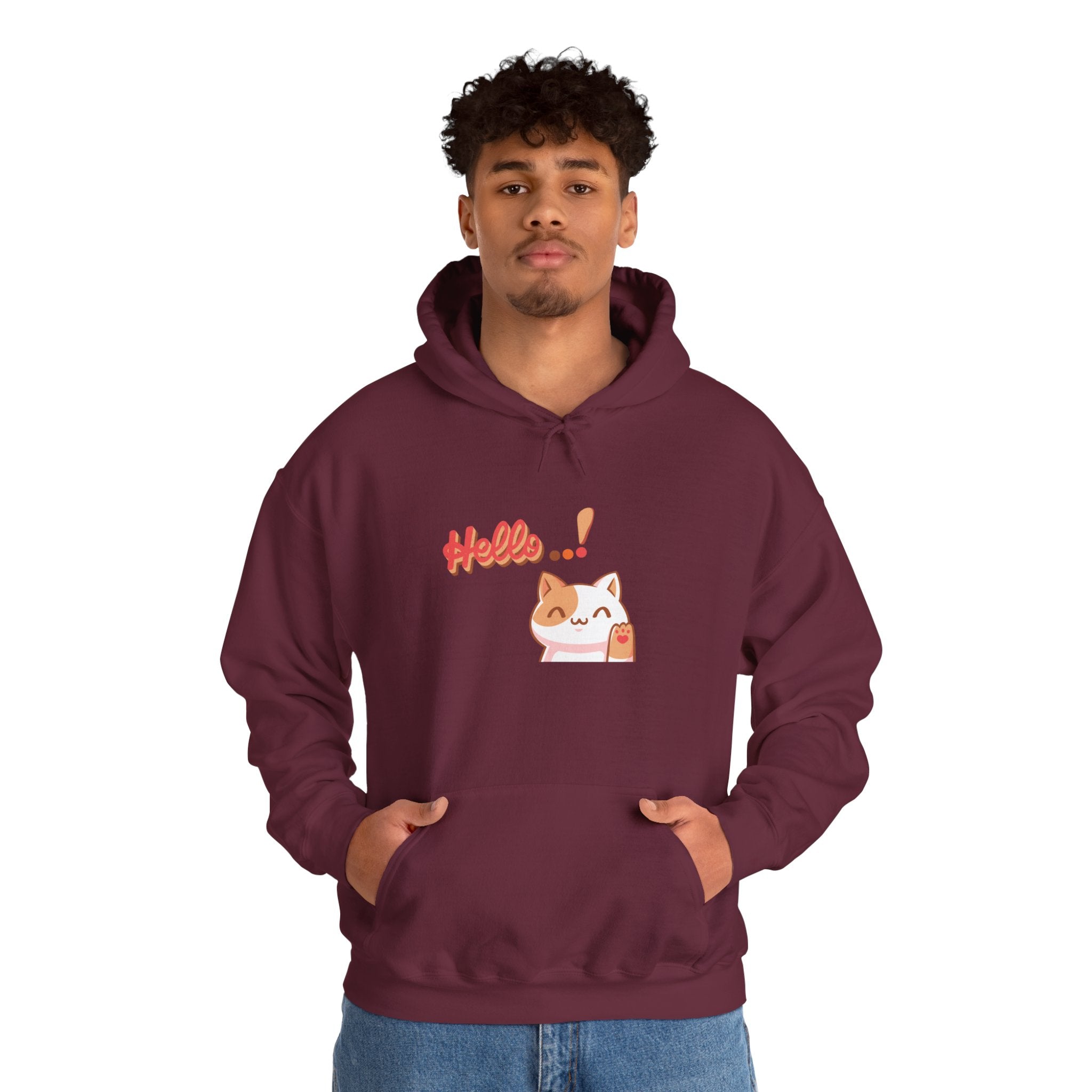 Hello Cat Hoodie – Cozy Unisex Graphic Sweatshirt