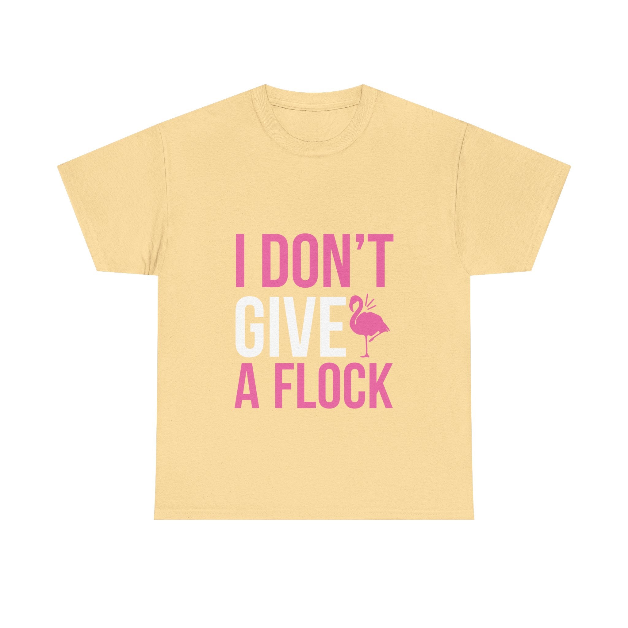 I Don’t Give a Flock – Women’s Heavy Cotton Flamingo Graphic T-Shirt