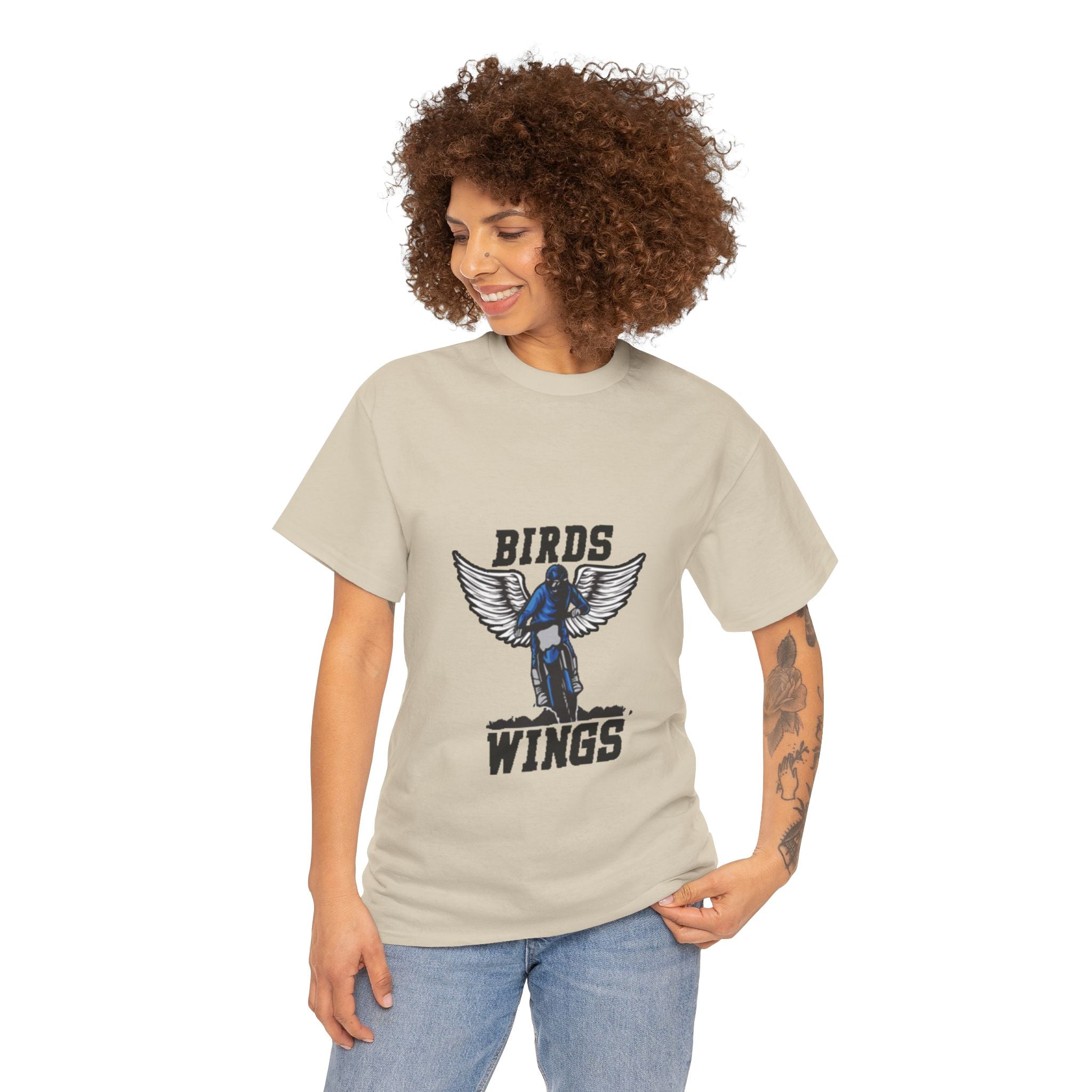 Wings of Freedom – Women’s Bird Wings Graphic T-Shirt for Free Spirits
