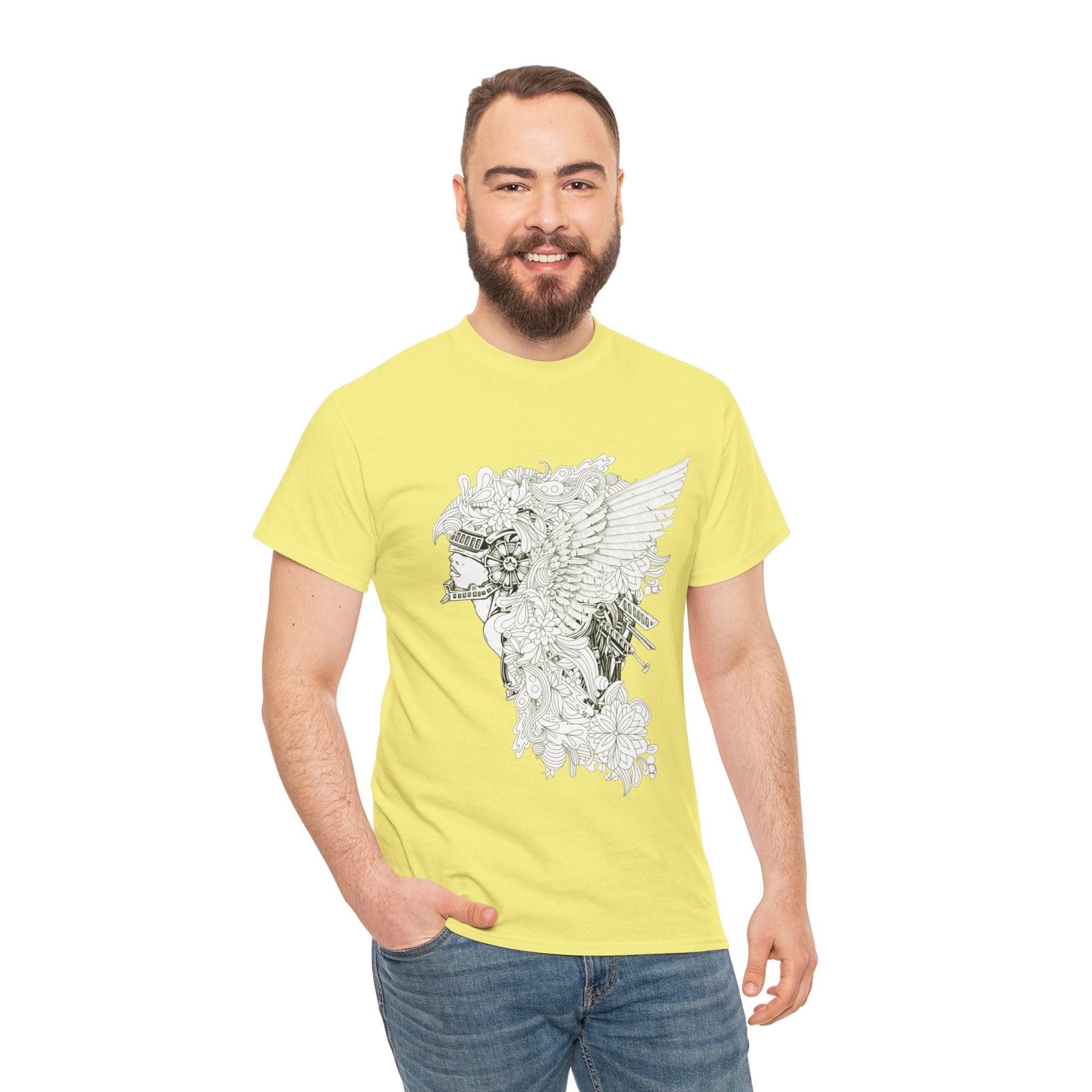 Artistic Eagle – Men’s Heavy Cotton T-Shirt with Ethereal Wing Design