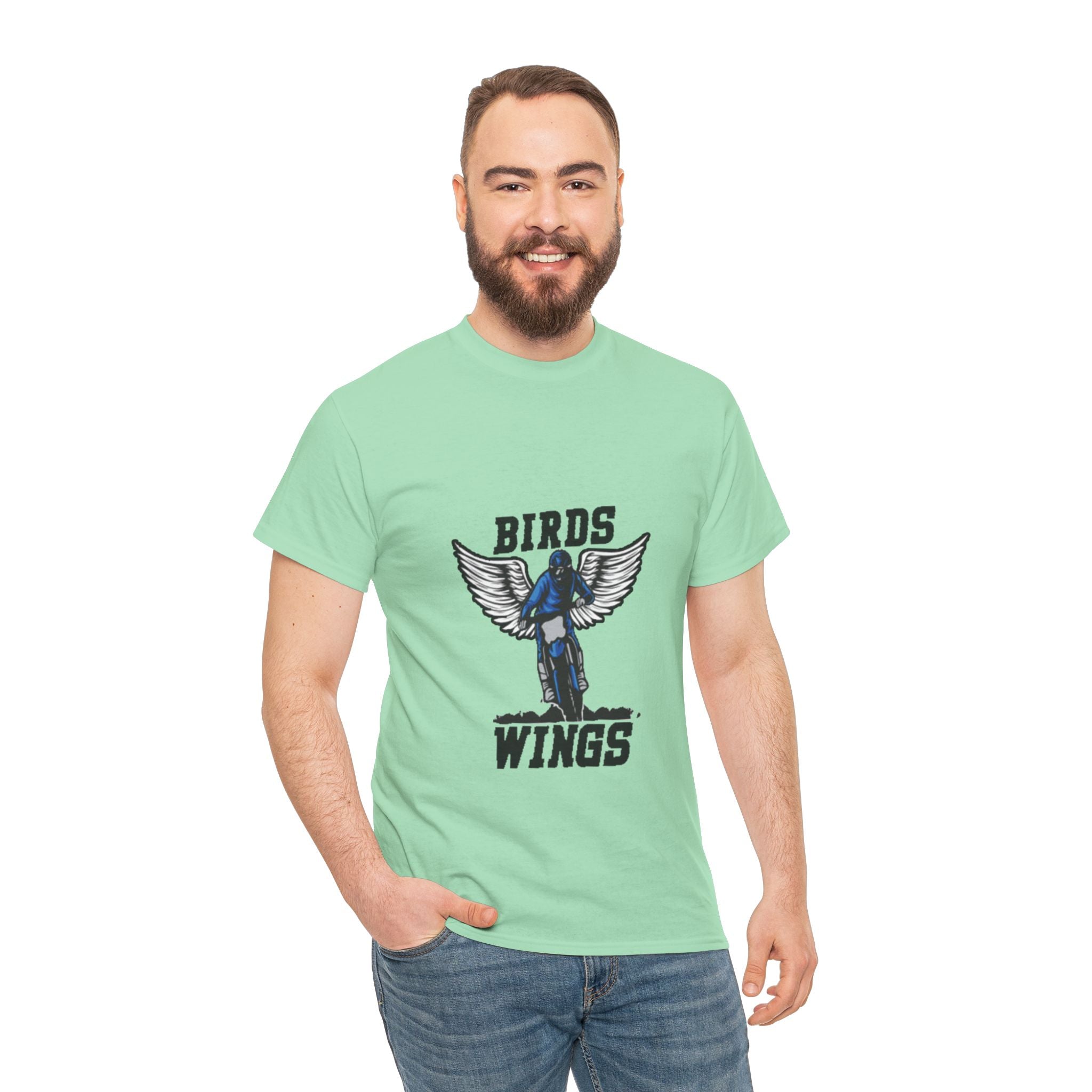Wings of Freedom – Men’s Heavy Cotton Bird Graphic T-Shirt