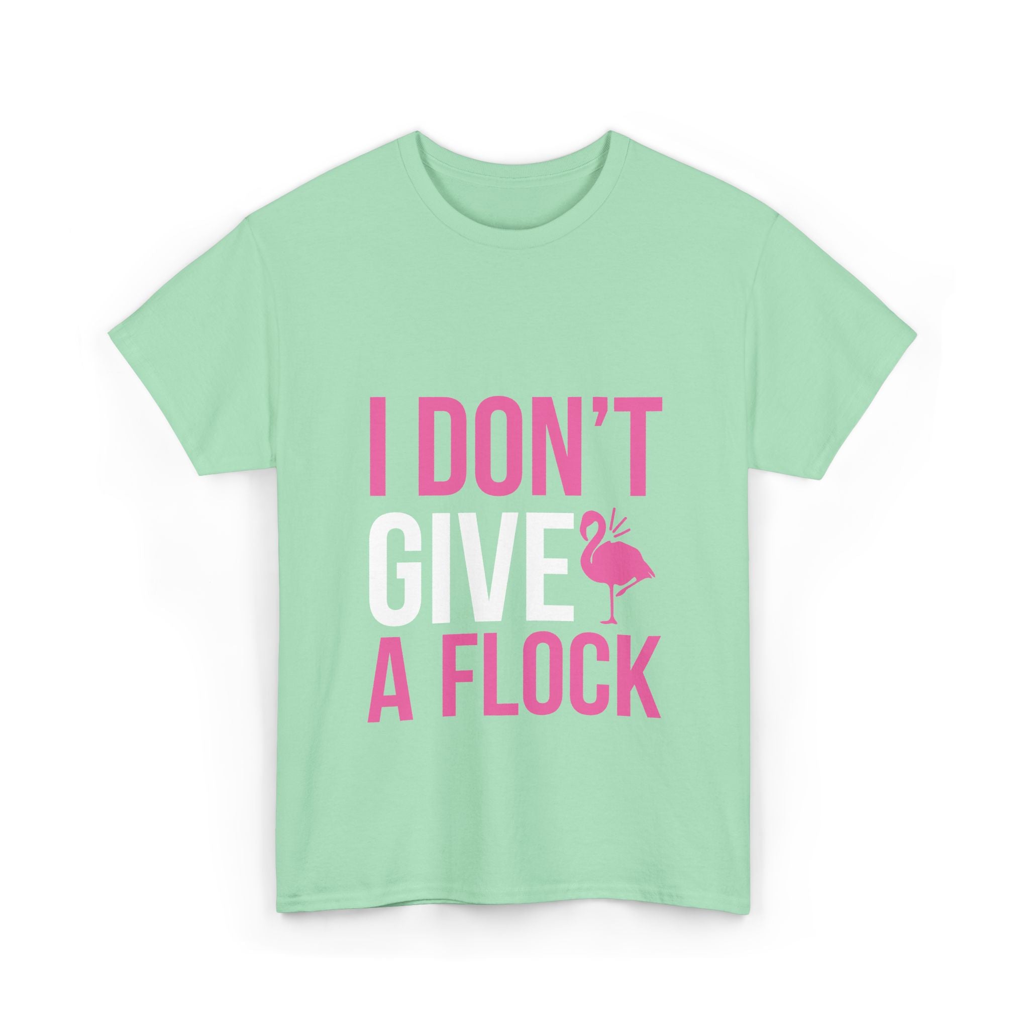 I Don’t Give a Flock – Women’s Heavy Cotton Flamingo Graphic T-Shirt