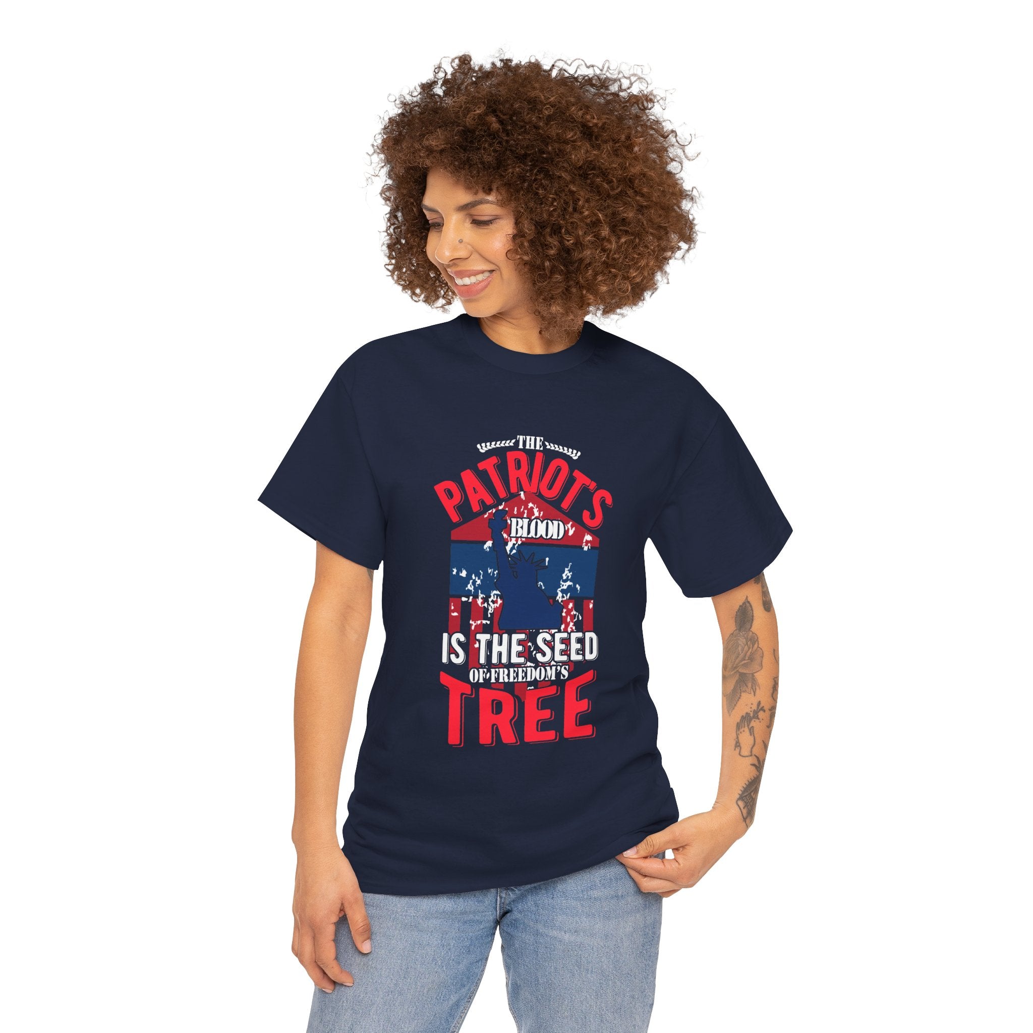 Patriots Tree Women’s Tee – Bold July 4th Shirt for Freedom-Loving Women