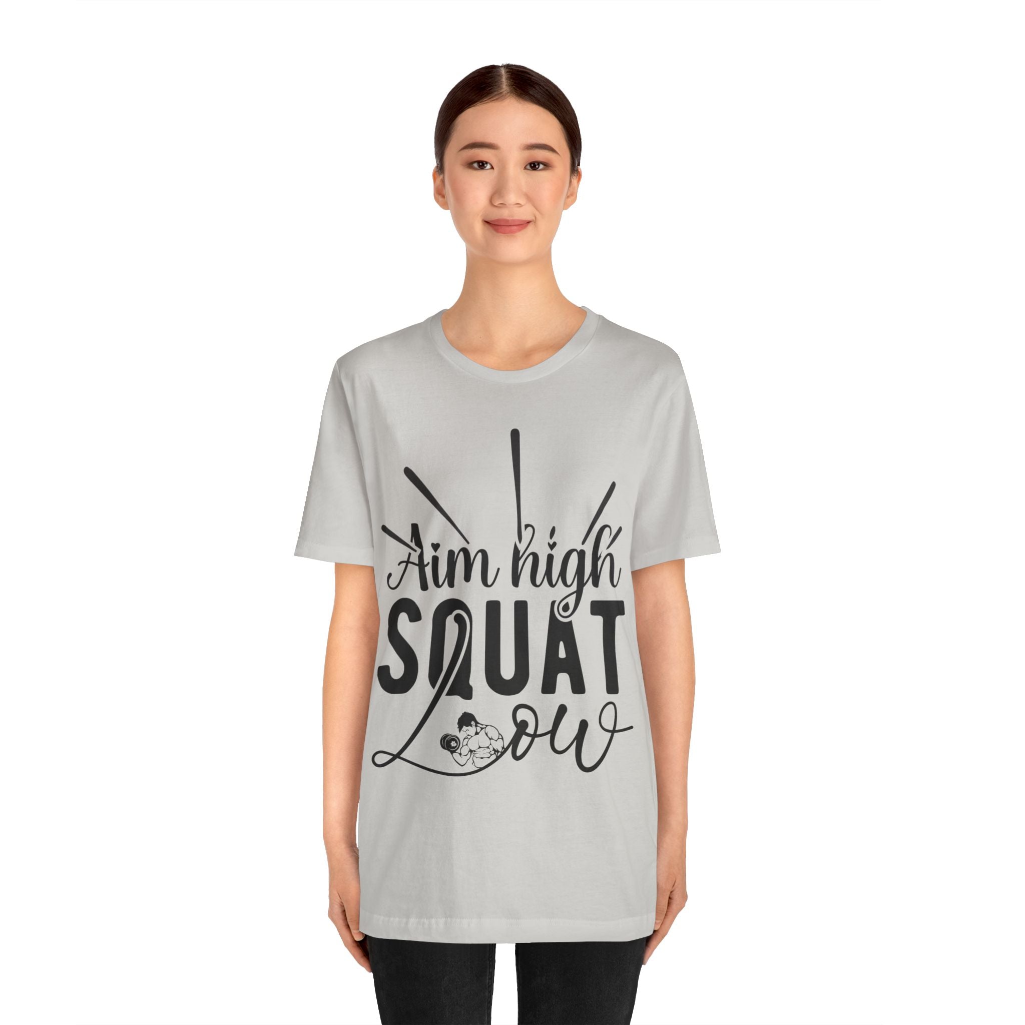 Aim High, Squat Low – Women’s Motivational Workout T-Shirt