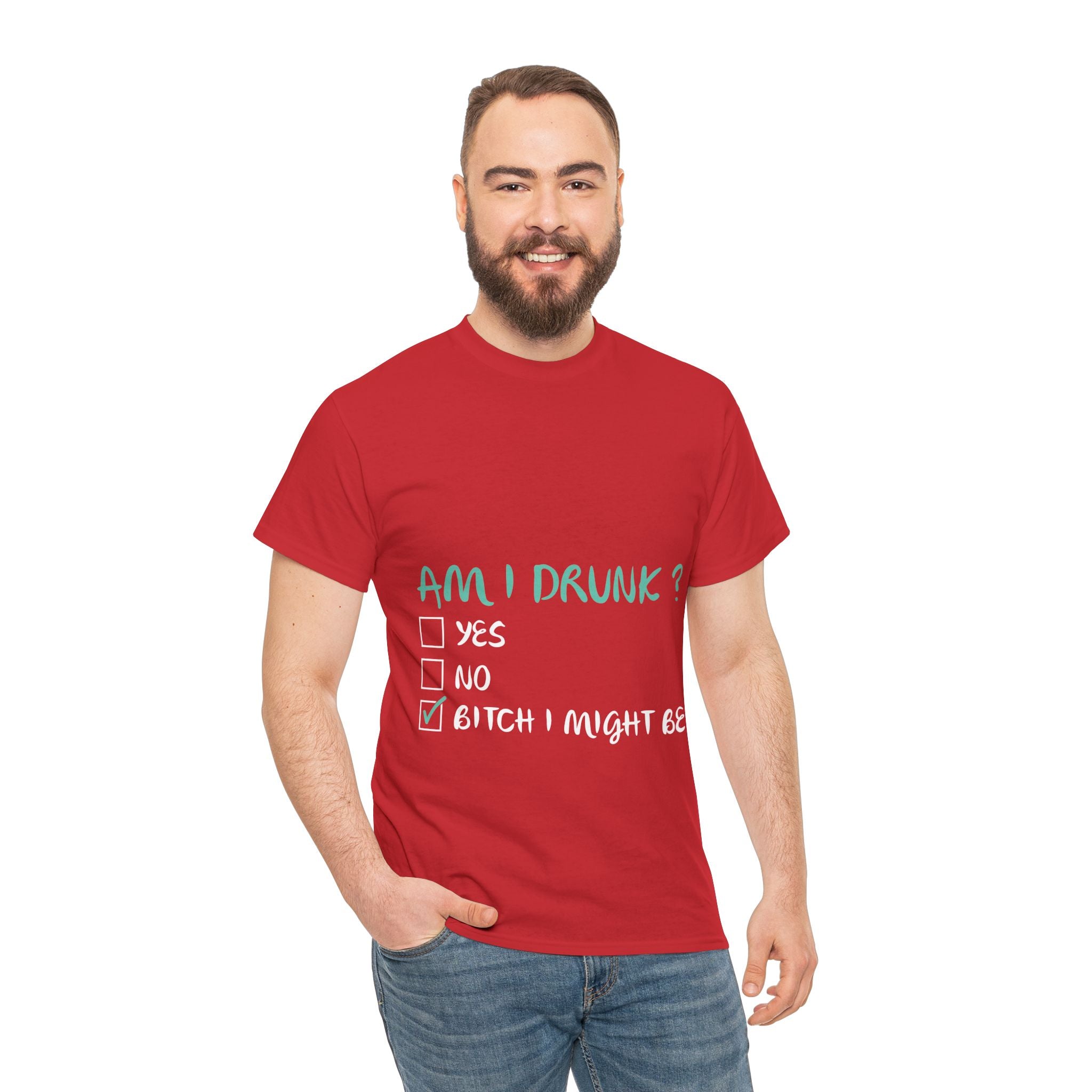 Am I Drunk? – Men’s Funny Party Heavy Cotton T-Shirt