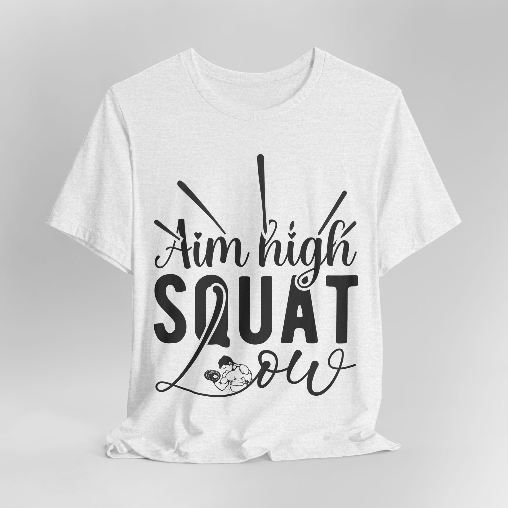 Aim High, Squat Low – Men’s Motivational Gym T-Shirt