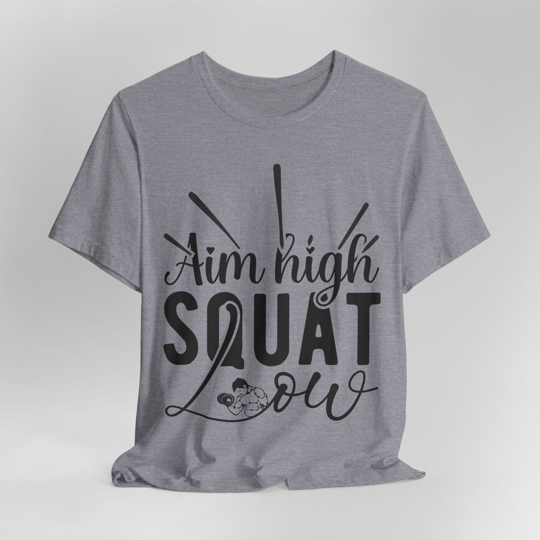 Aim High, Squat Low – Men’s Motivational Gym T-Shirt