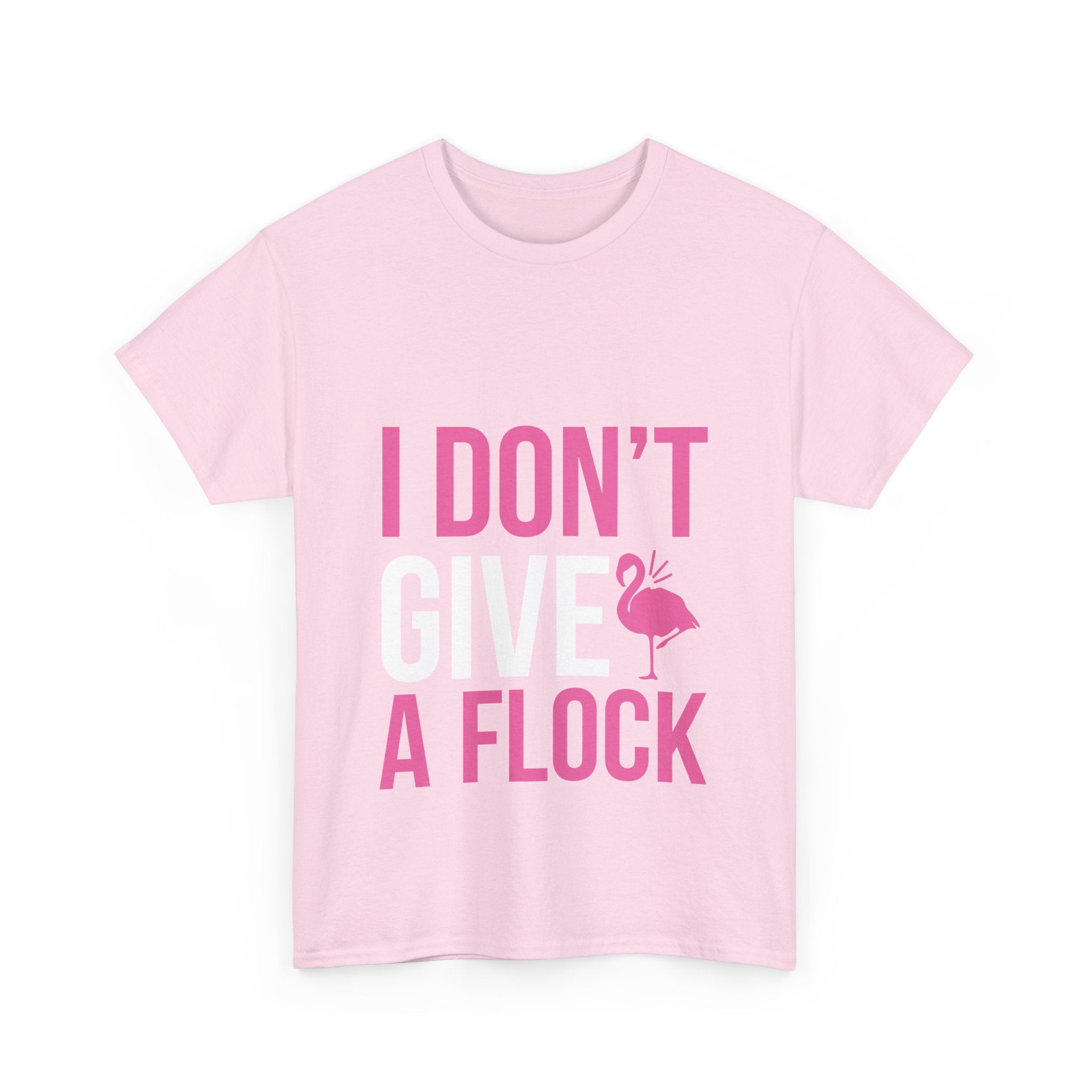 I Don’t Give a Flock – Women’s Heavy Cotton Flamingo Graphic T-Shirt