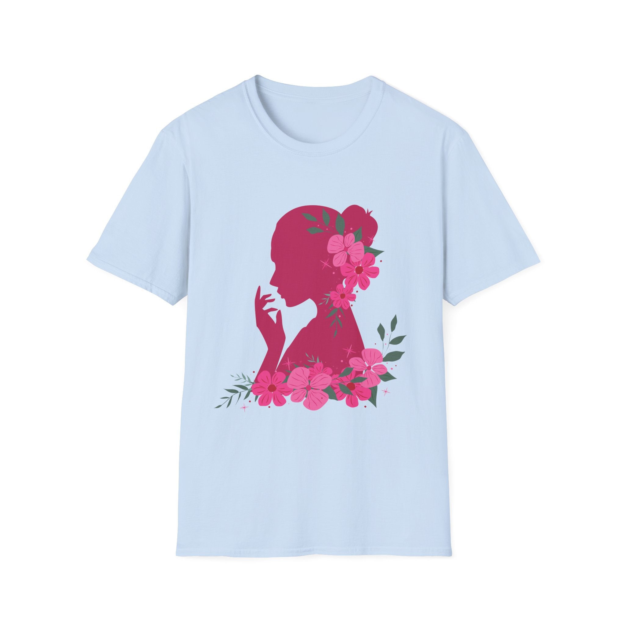 Love It! Floral Silhouette Graphic Tee, Elegant Women’s T-Shirt, Stylish Casual Wear, Gift for Fashion Lovers