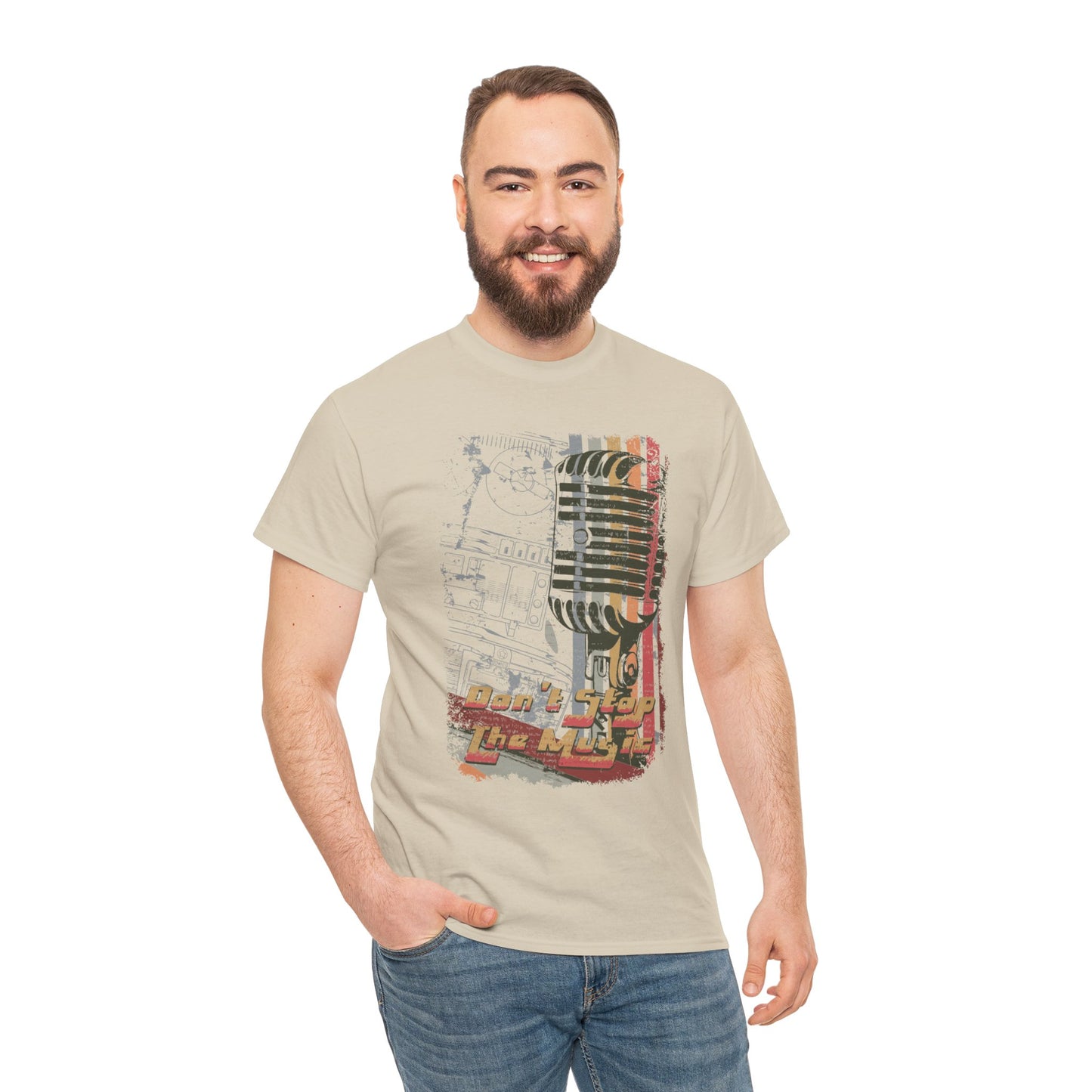 Retro Music Mic Unisex Heavy Cotton Tee - Perfect for Music Lovers & Events
