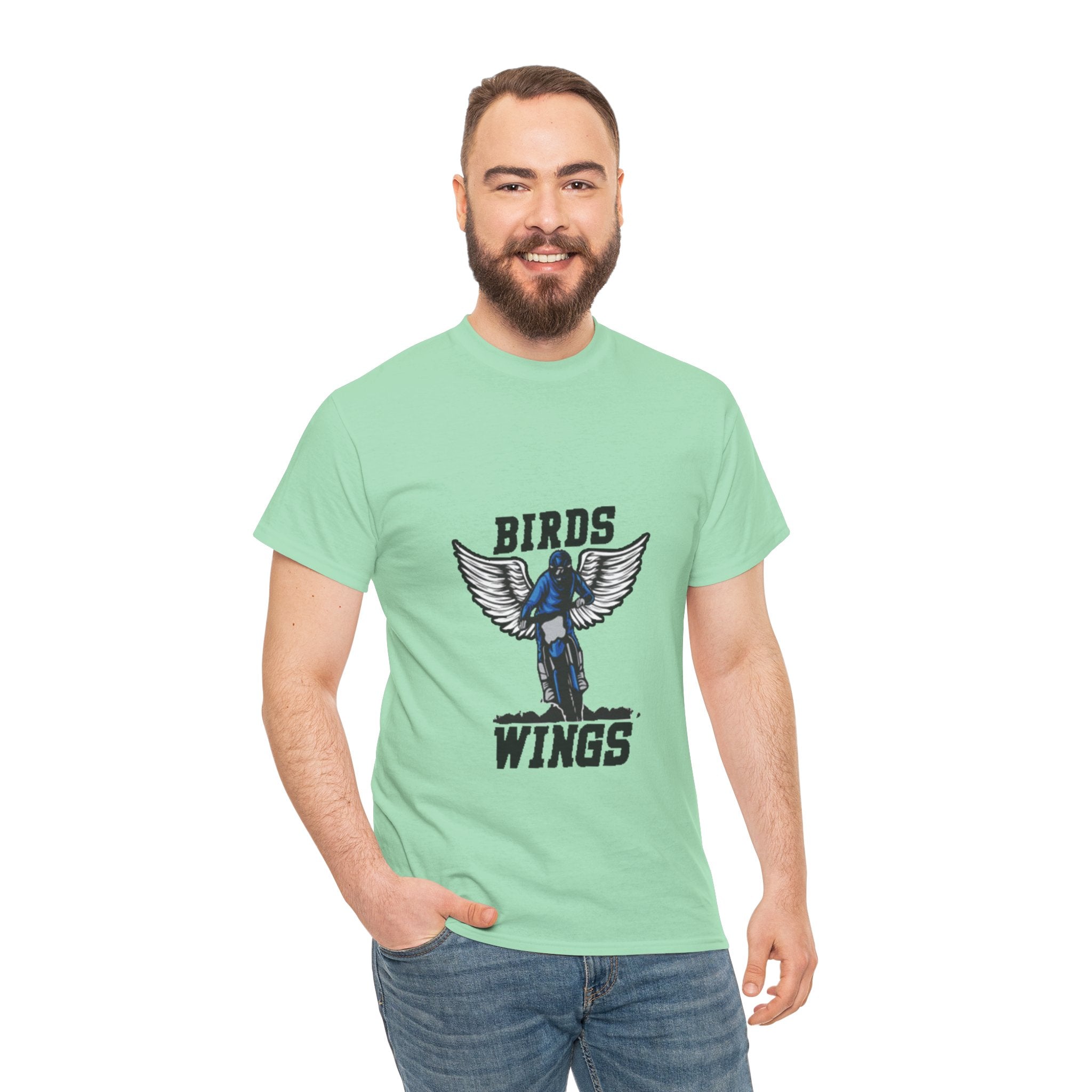 Wings of Freedom – Men’s Heavy Cotton Bird Graphic T-Shirt