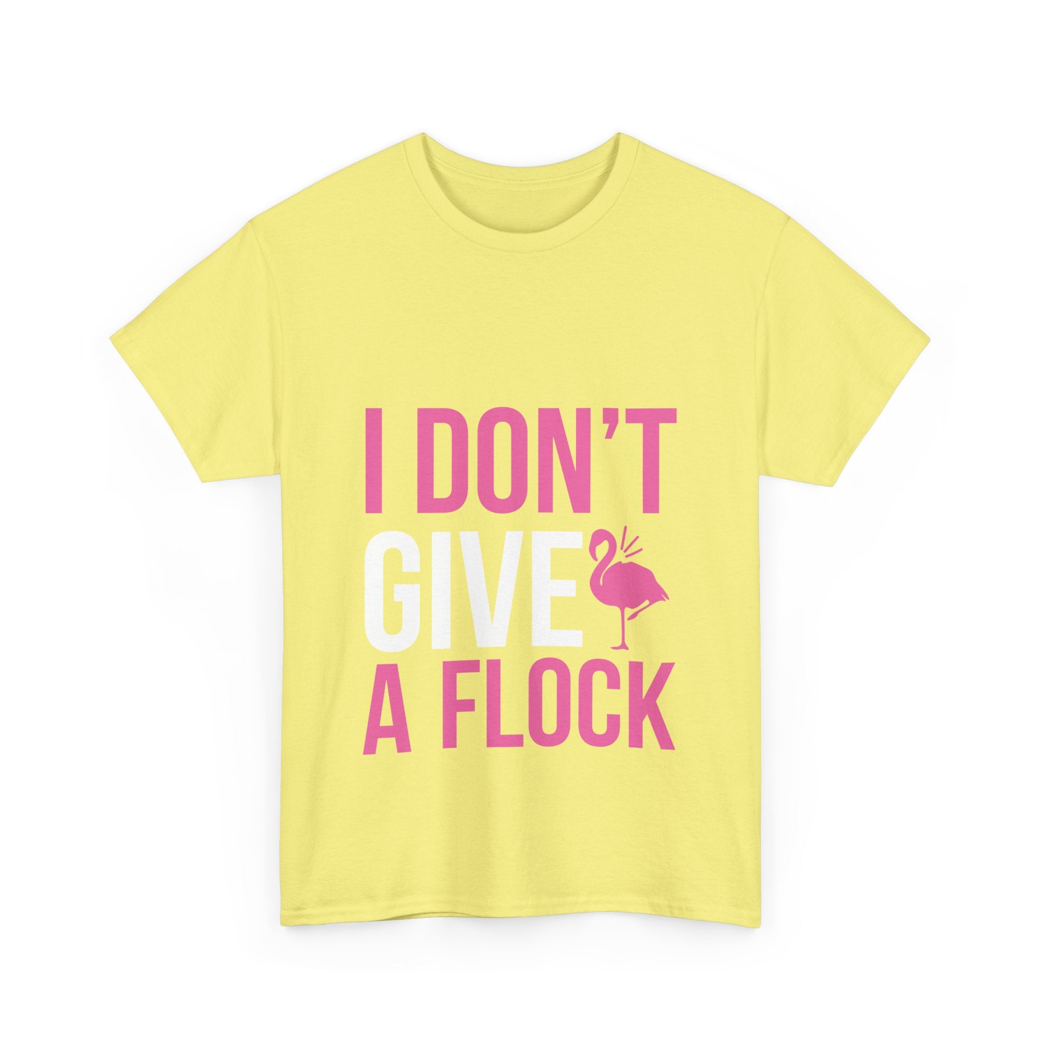 I Don’t Give a Flock – Women’s Heavy Cotton Flamingo Graphic T-Shirt