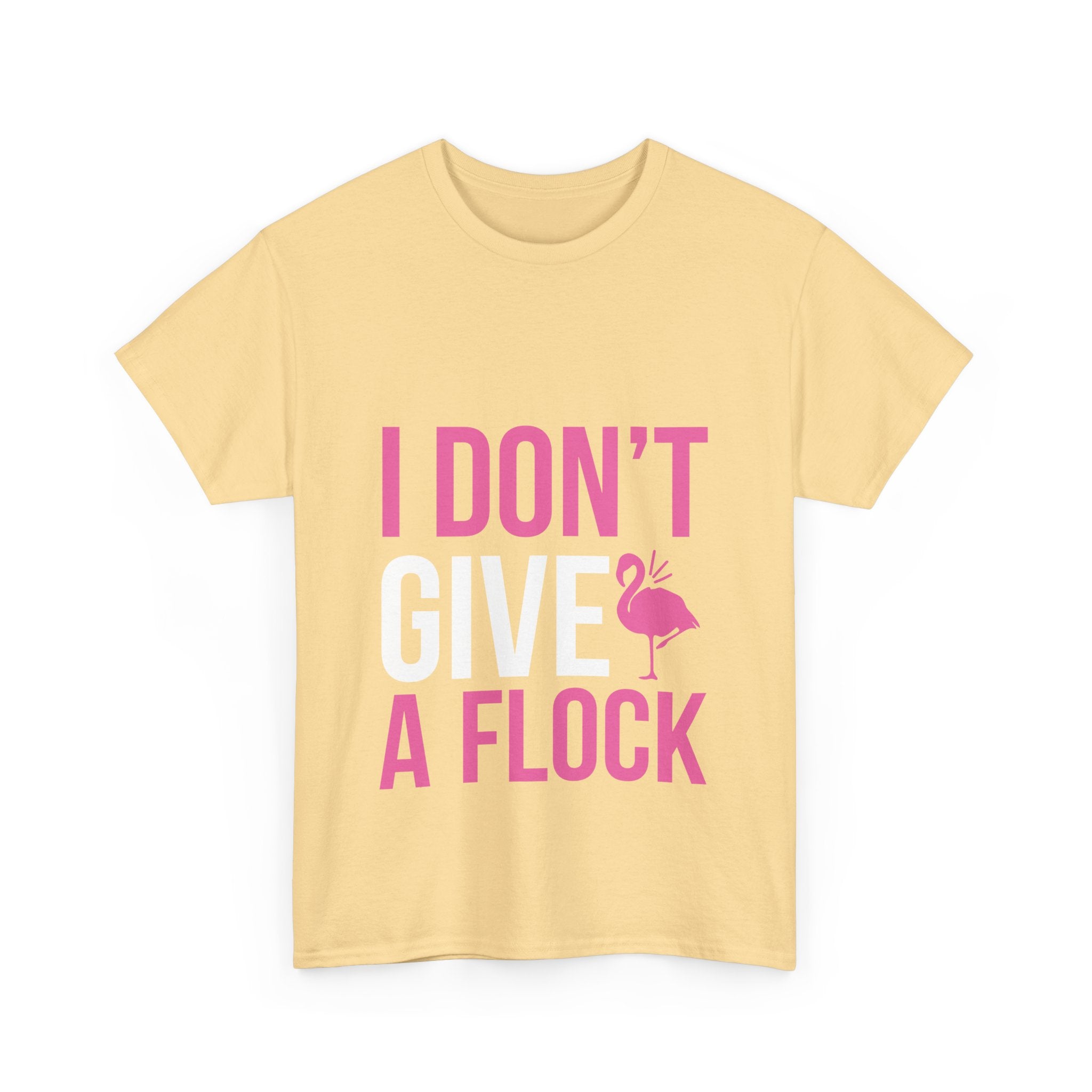I Don’t Give a Flock – Women’s Heavy Cotton Flamingo Graphic T-Shirt
