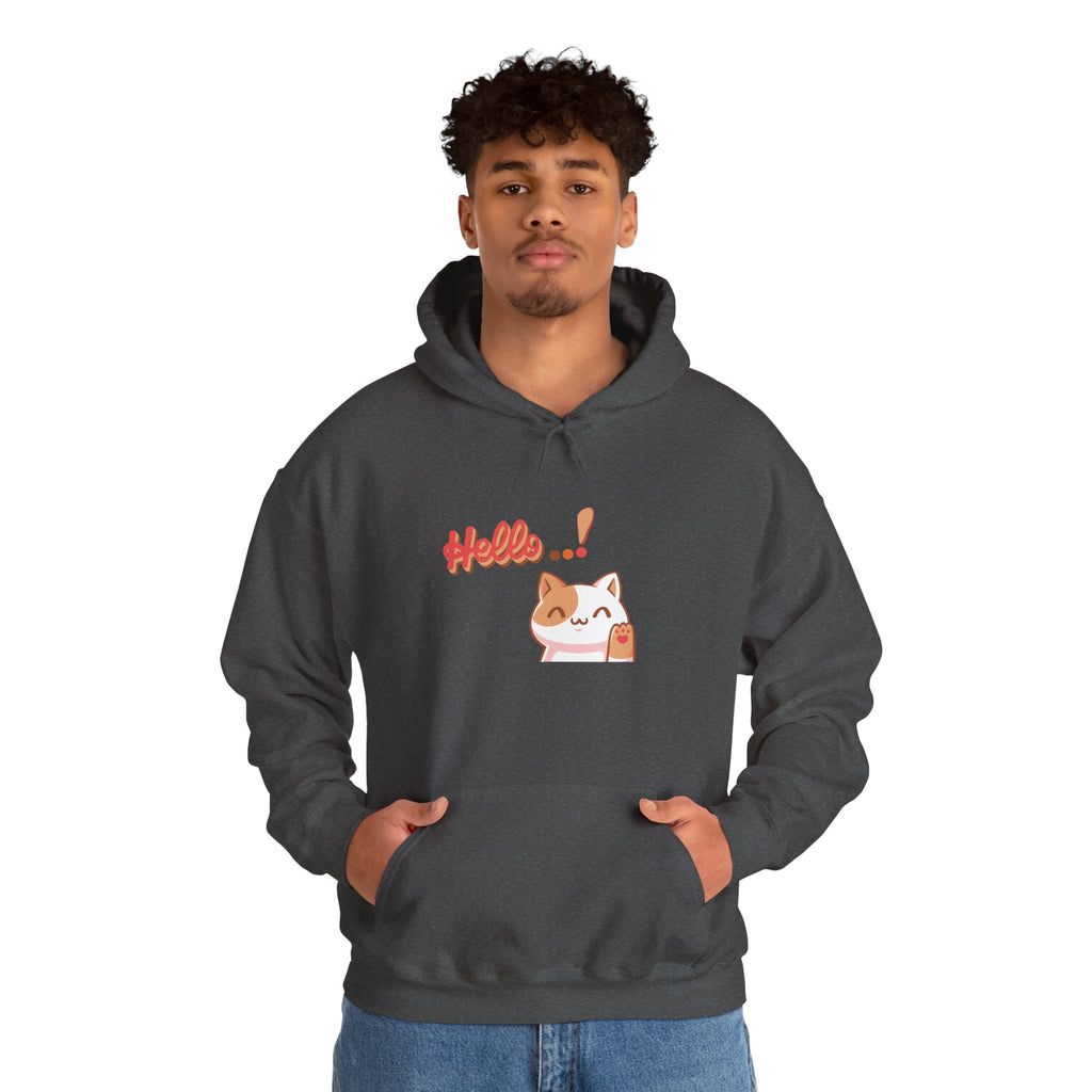 Hello Cat Hoodie – Cozy Unisex Graphic Sweatshirt
