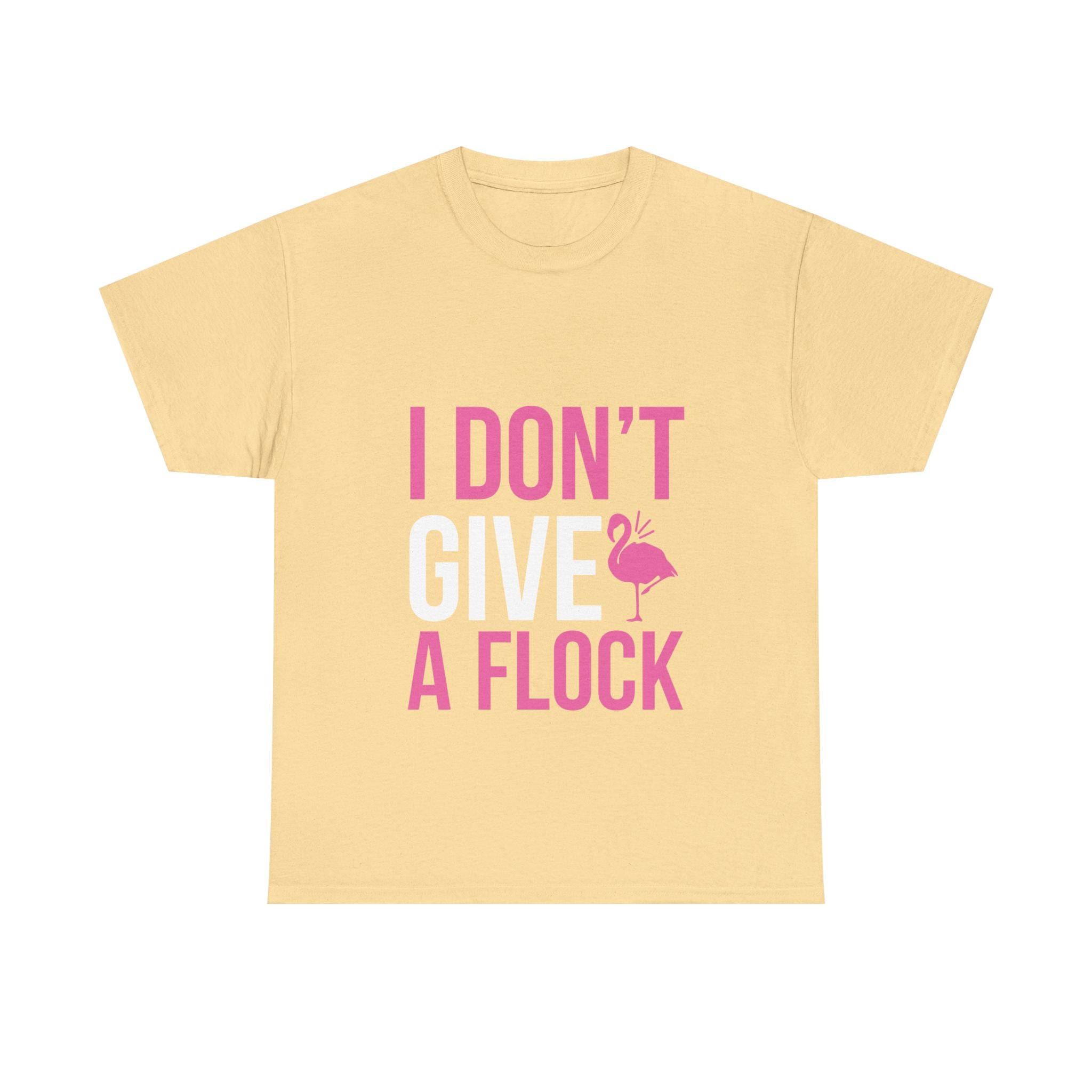 I Don’t Give a Flock – Women’s Heavy Cotton Flamingo Graphic T-Shirt