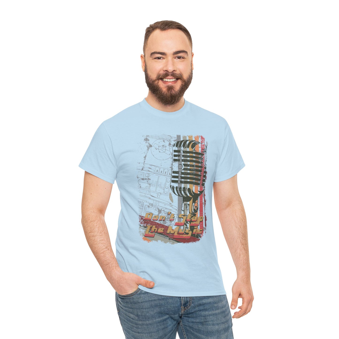 Retro Music Mic Unisex Heavy Cotton Tee - Perfect for Music Lovers & Events