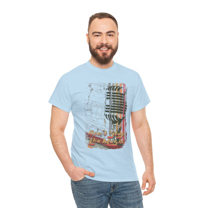 Retro Music Mic Unisex Heavy Cotton Tee - Perfect for Music Lovers & Events