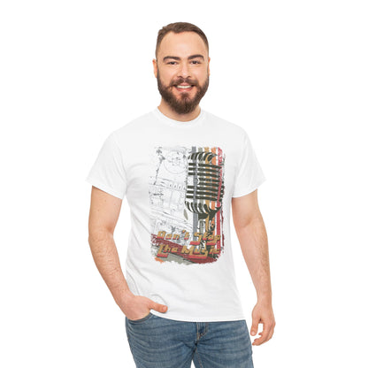 Retro Music Mic Unisex Heavy Cotton Tee - Perfect for Music Lovers & Events