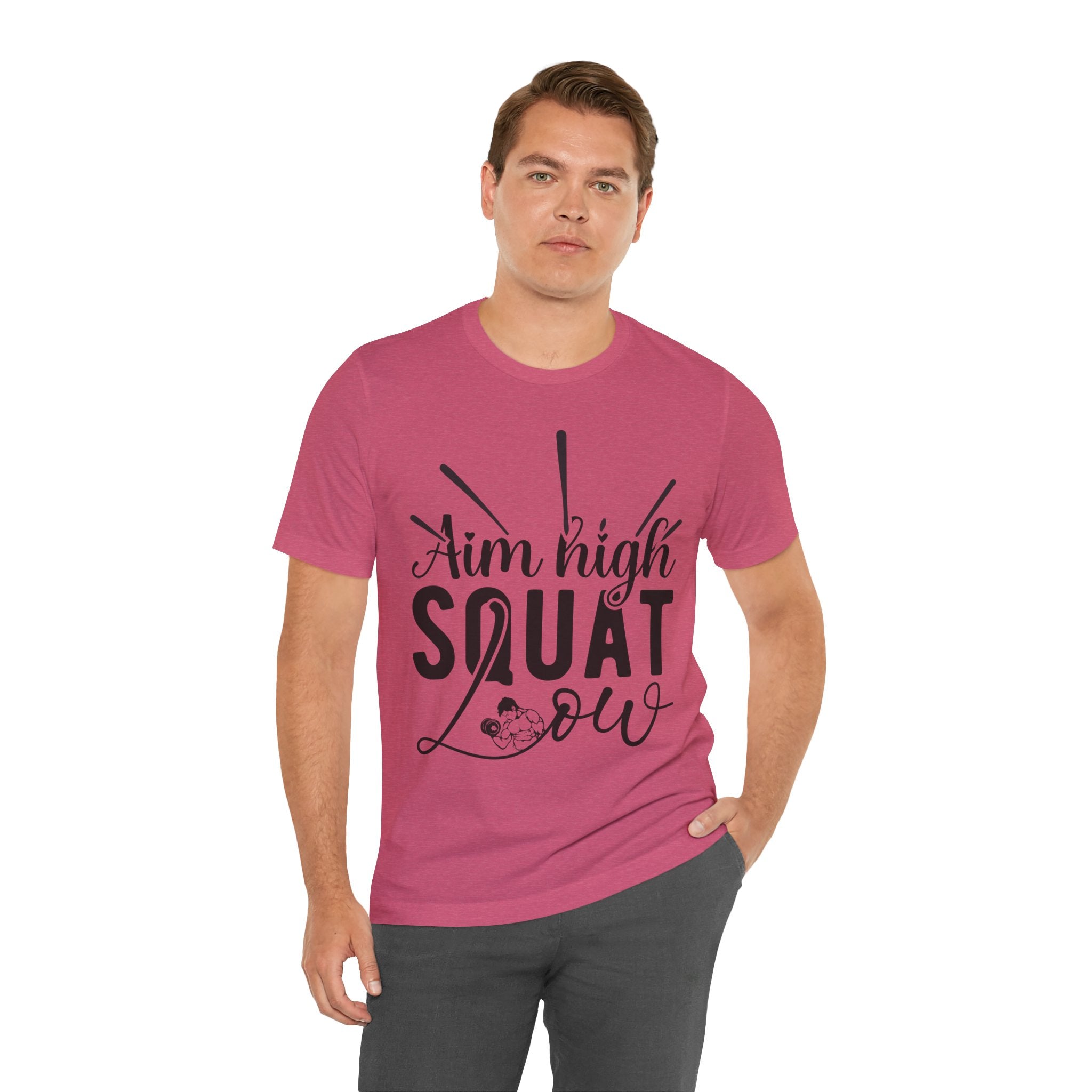 Aim High, Squat Low – Men’s Motivational Gym T-Shirt