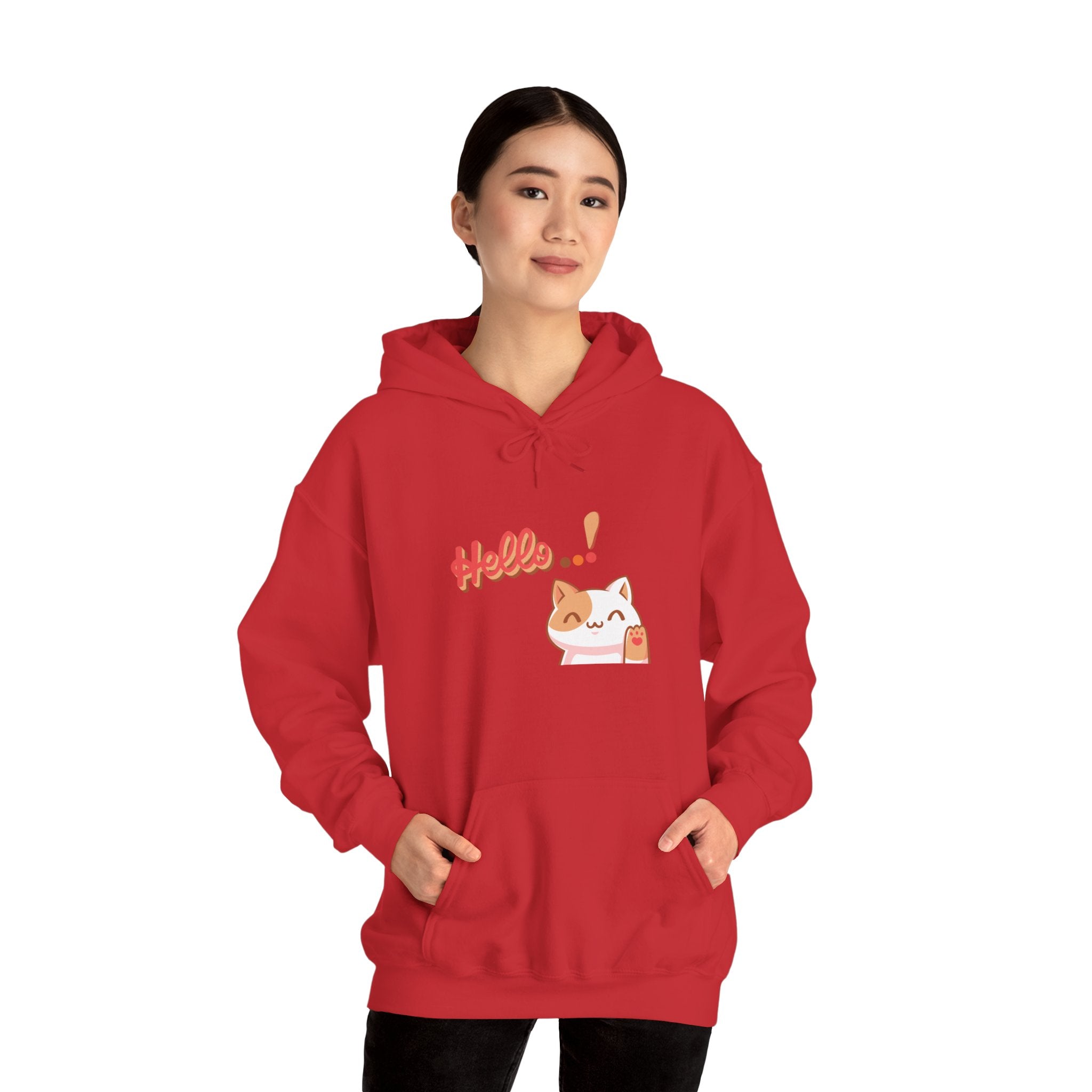 Hello Cat Hoodie – Cozy Unisex Graphic Sweatshirt