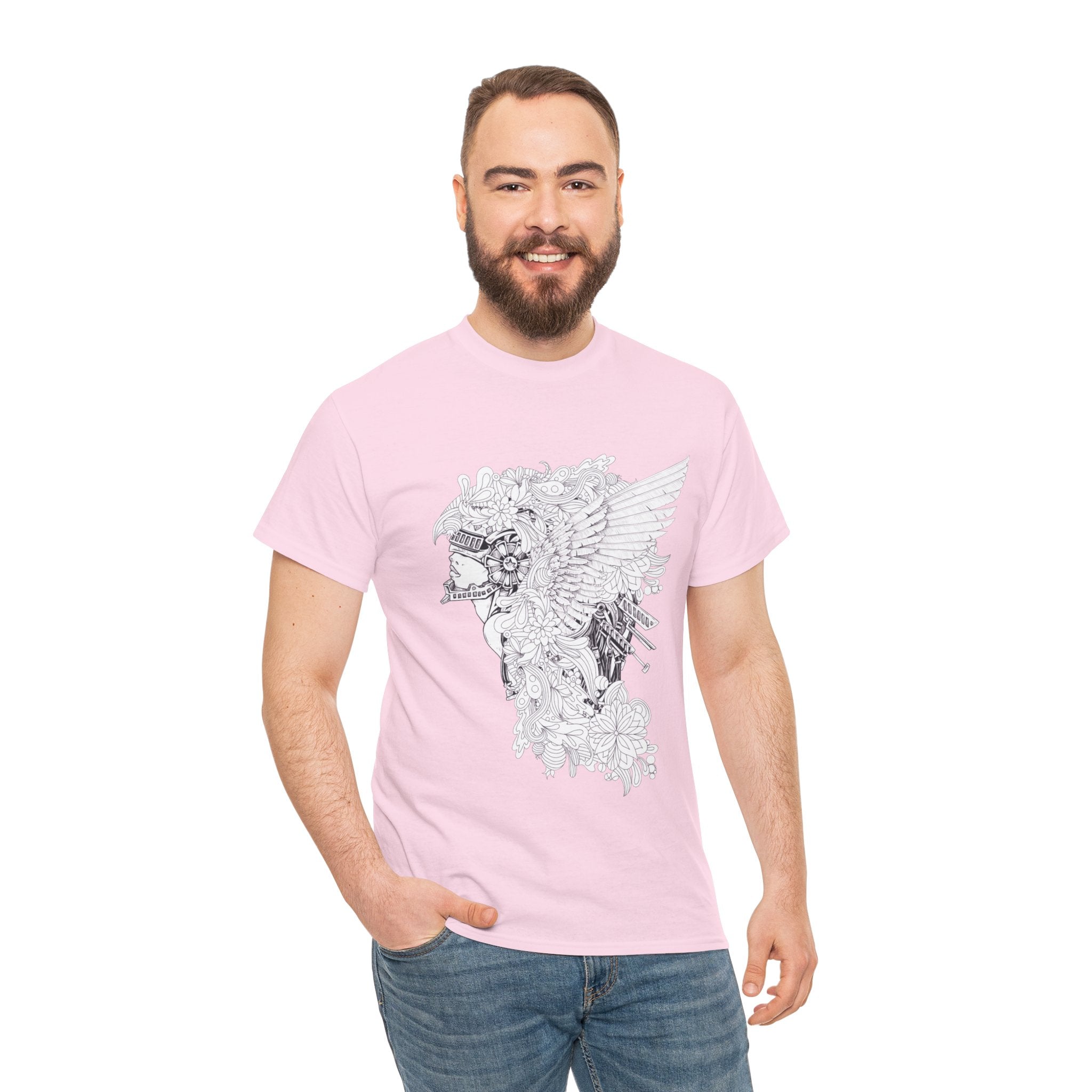 Artistic Eagle – Men’s Heavy Cotton T-Shirt with Ethereal Wing Design