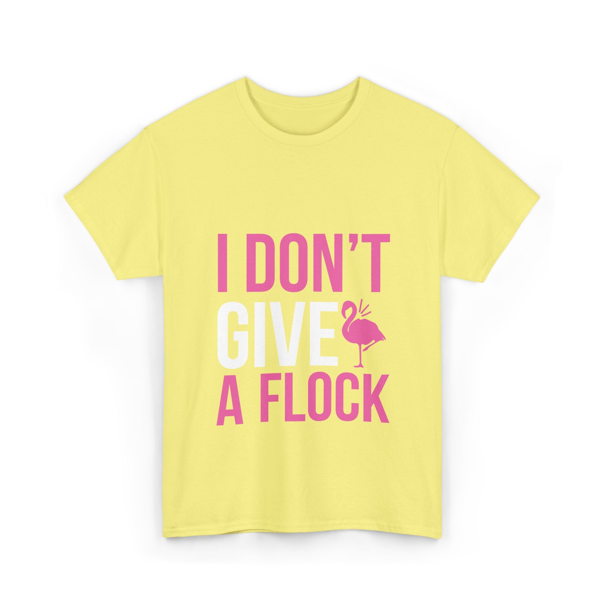 I Don’t Give a Flock – Women’s Heavy Cotton Flamingo Graphic T-Shirt