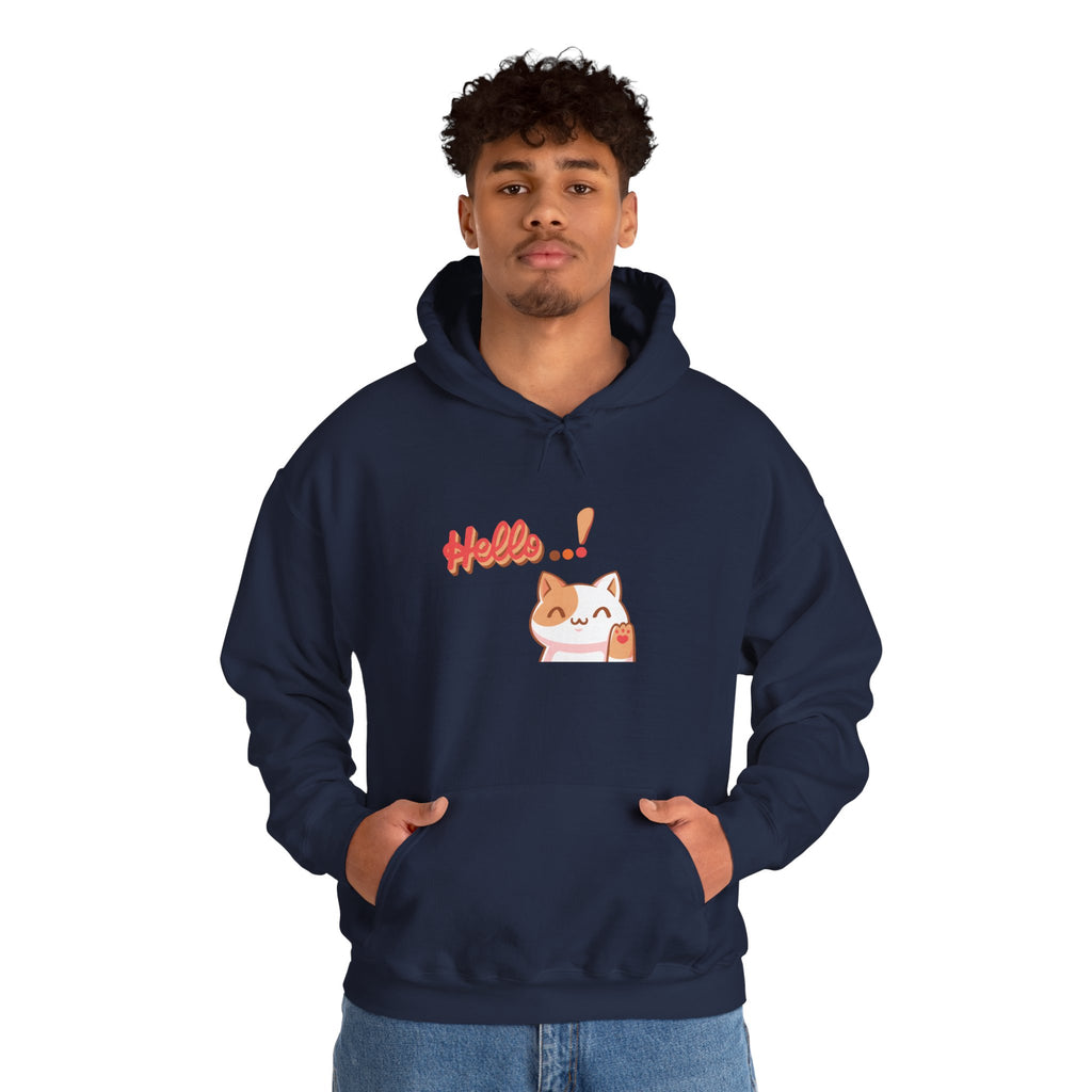 Hello Cat Hoodie – Cozy Unisex Graphic Sweatshirt