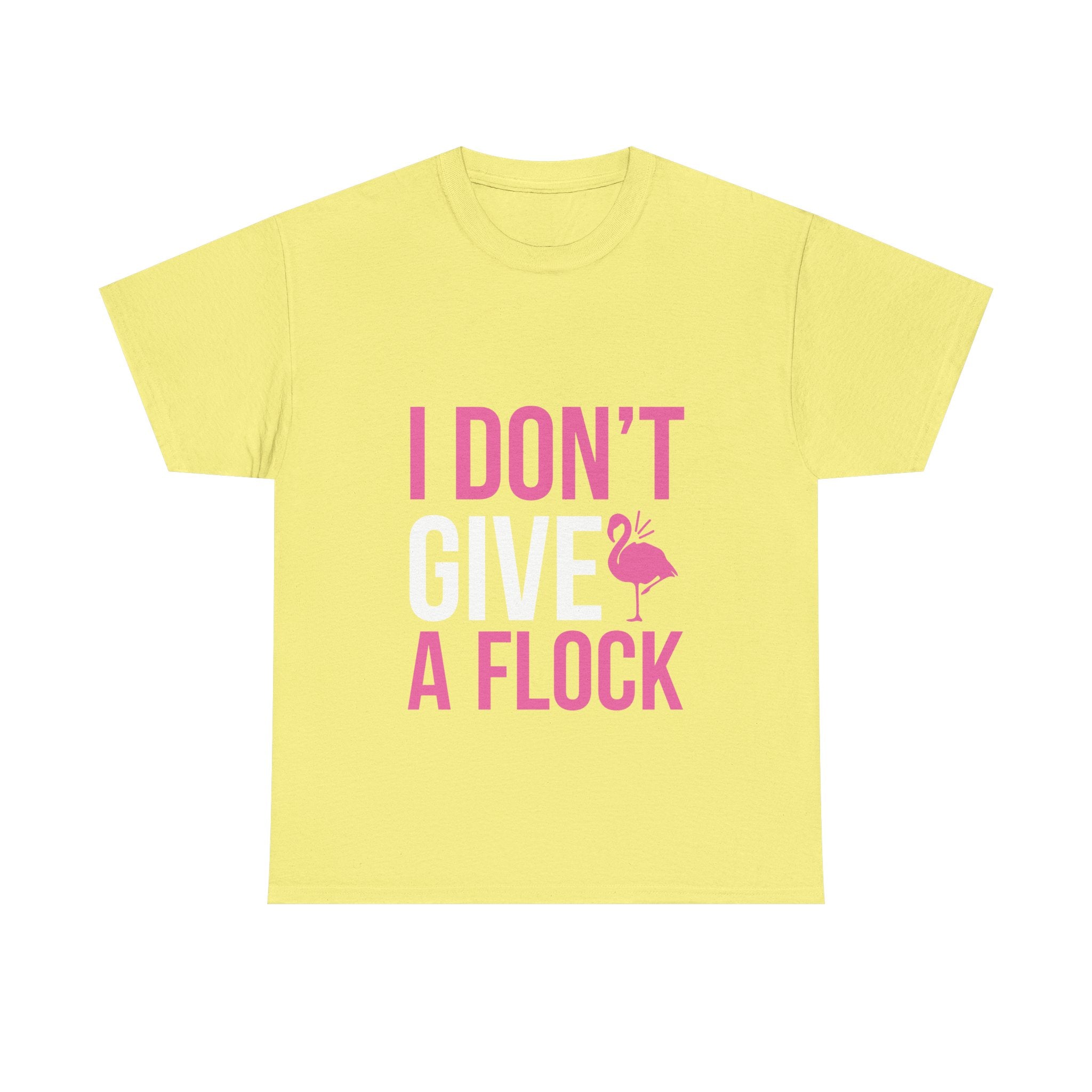 I Don’t Give a Flock – Women’s Heavy Cotton Flamingo Graphic T-Shirt