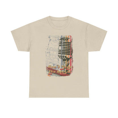 Retro Music Mic Unisex Heavy Cotton Tee - Perfect for Music Lovers & Events