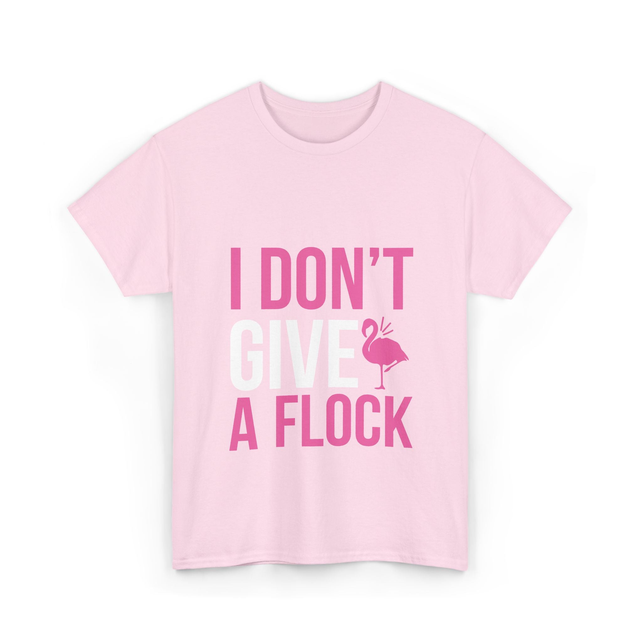 I Don’t Give a Flock – Women’s Heavy Cotton Flamingo Graphic T-Shirt